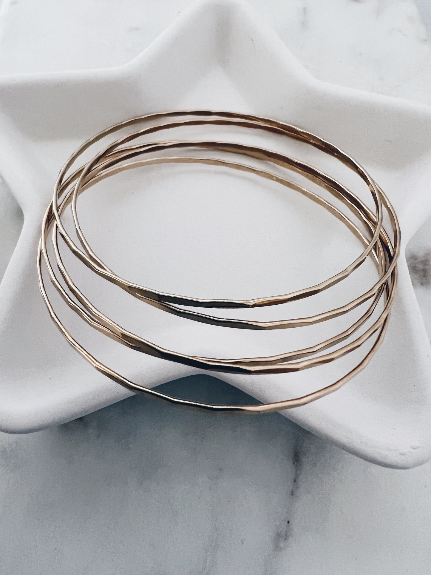 14k Gold Filled Hammered Bangle Bracelet