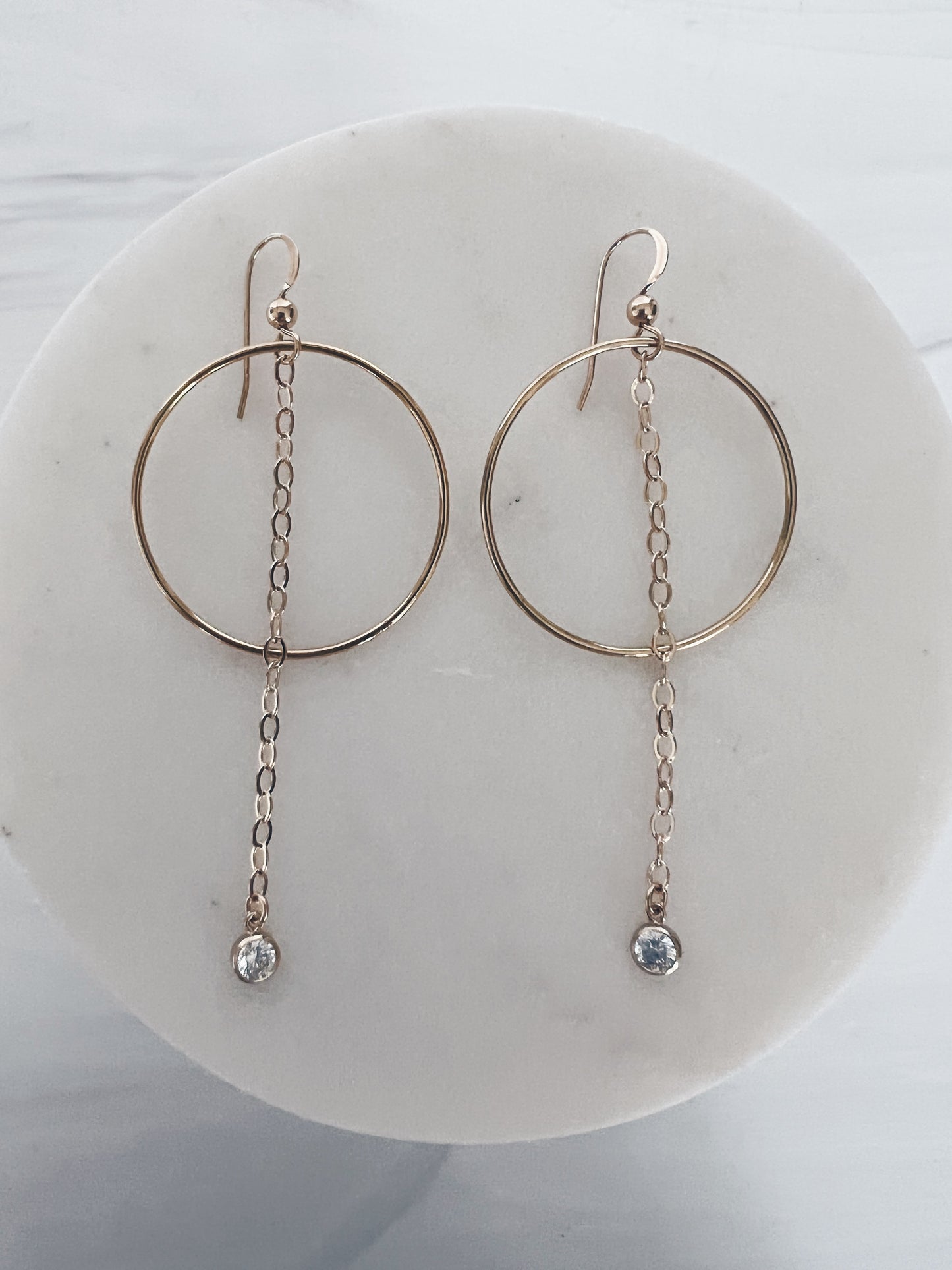 14k Gold Filled Chain & CZ Hoop Earrings