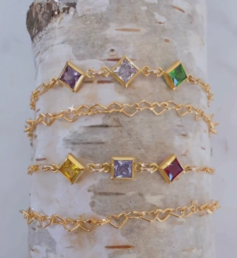 14k Gold Filled Geo Birthstone Bracelet