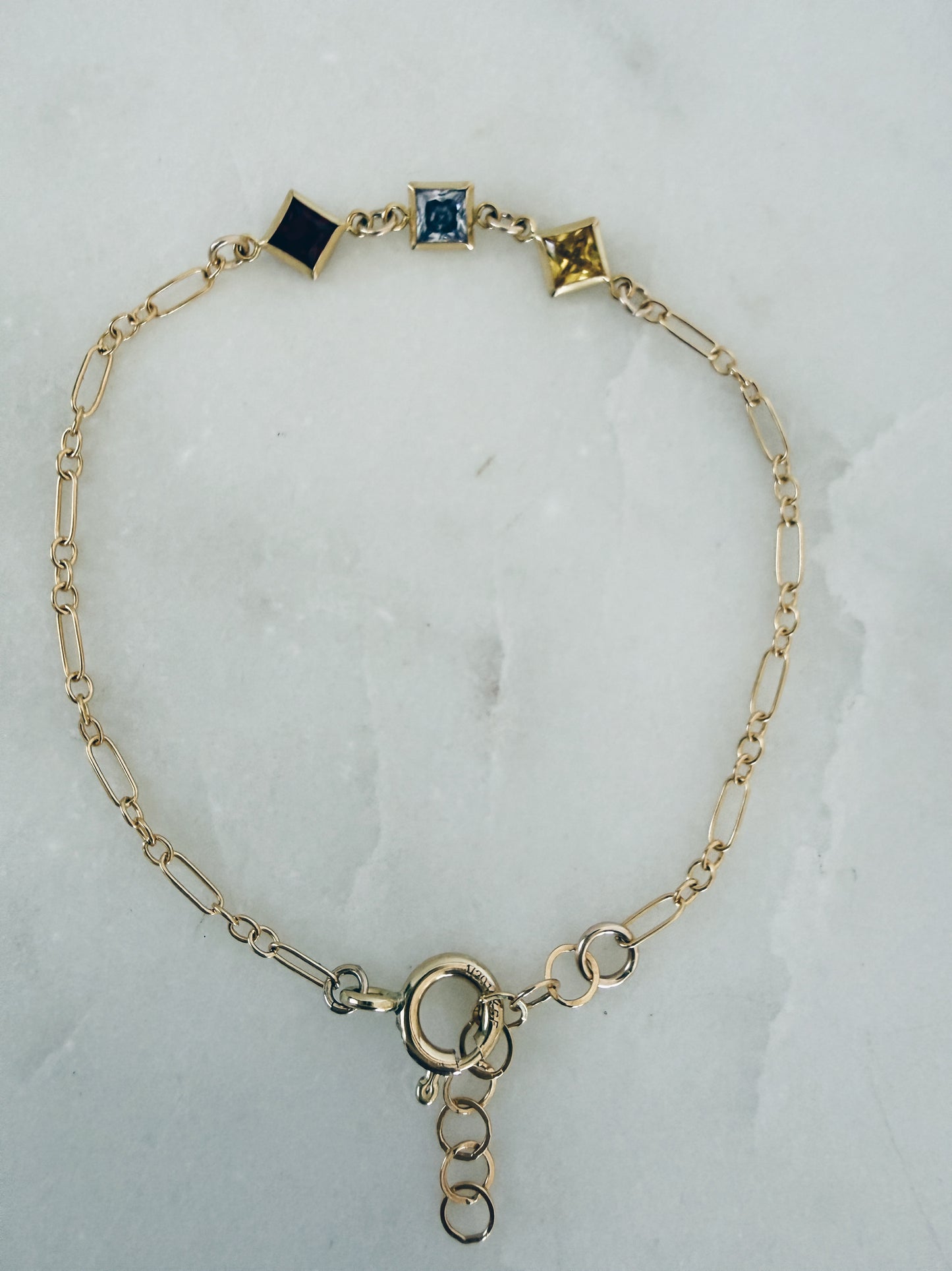 14k Gold Filled Geo Birthstone Bracelet