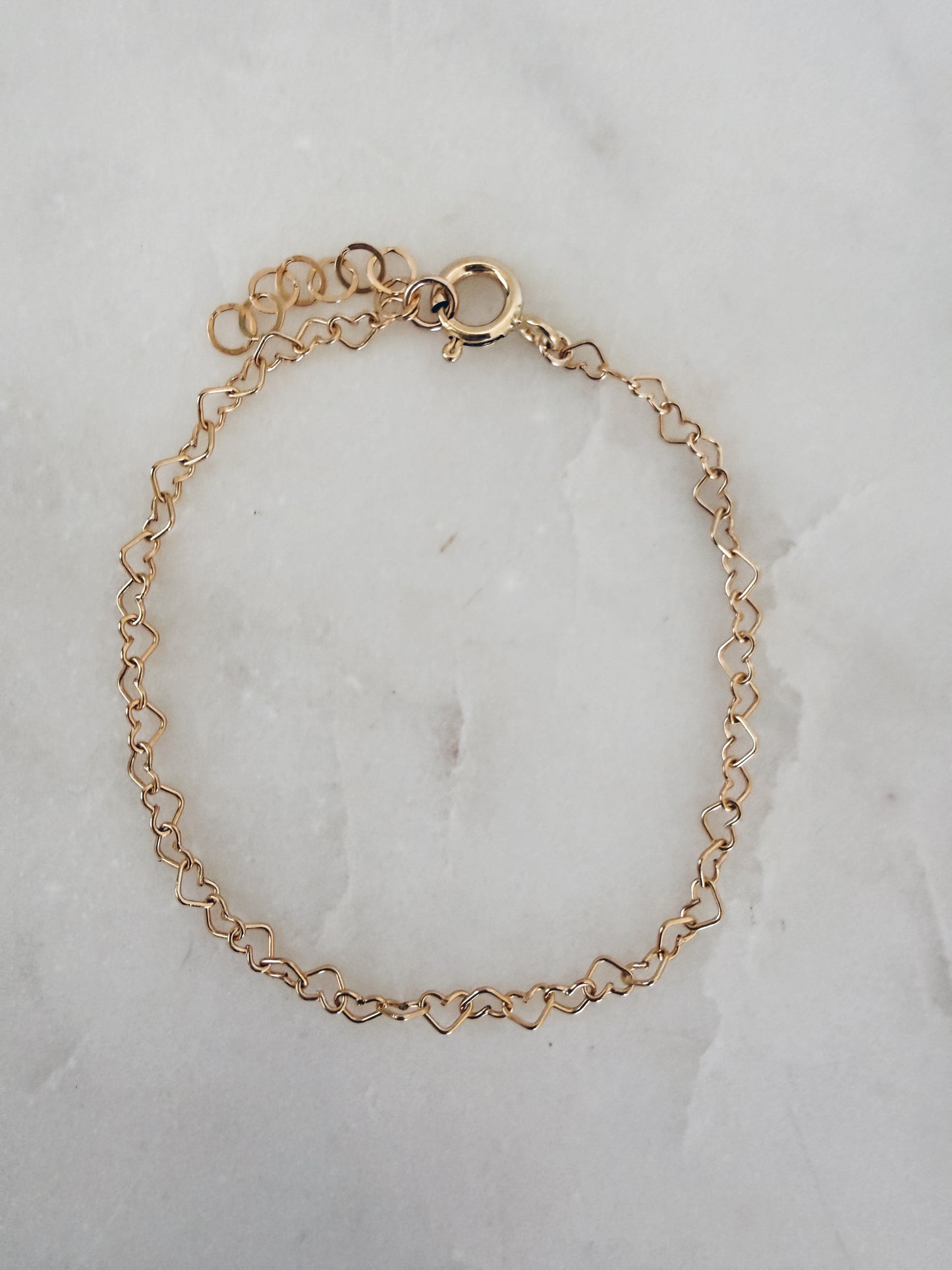 14k Gold Filled Dainty Heart Chain Bracelet