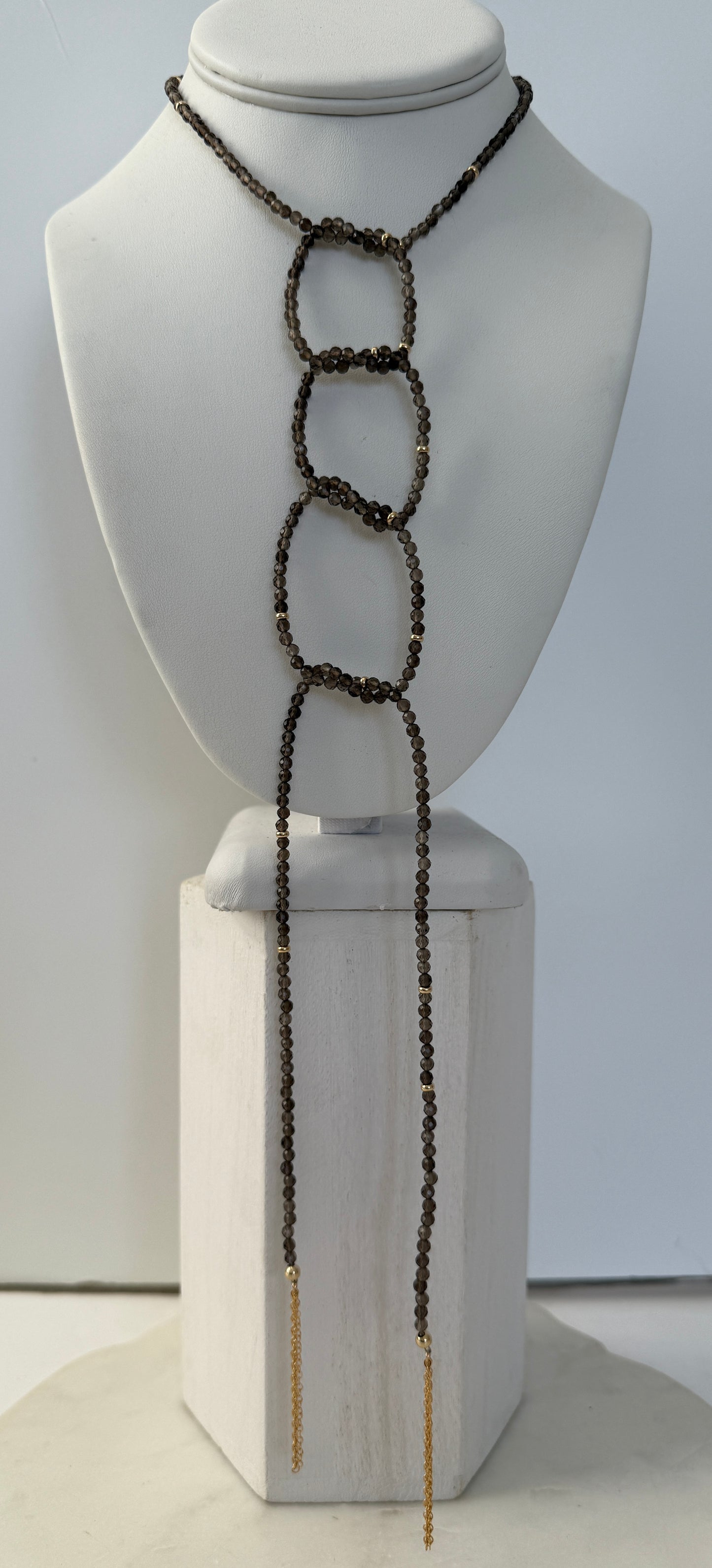 Smokey Quartz Lariat Wrap Necklace - Wear 4+ more Ways