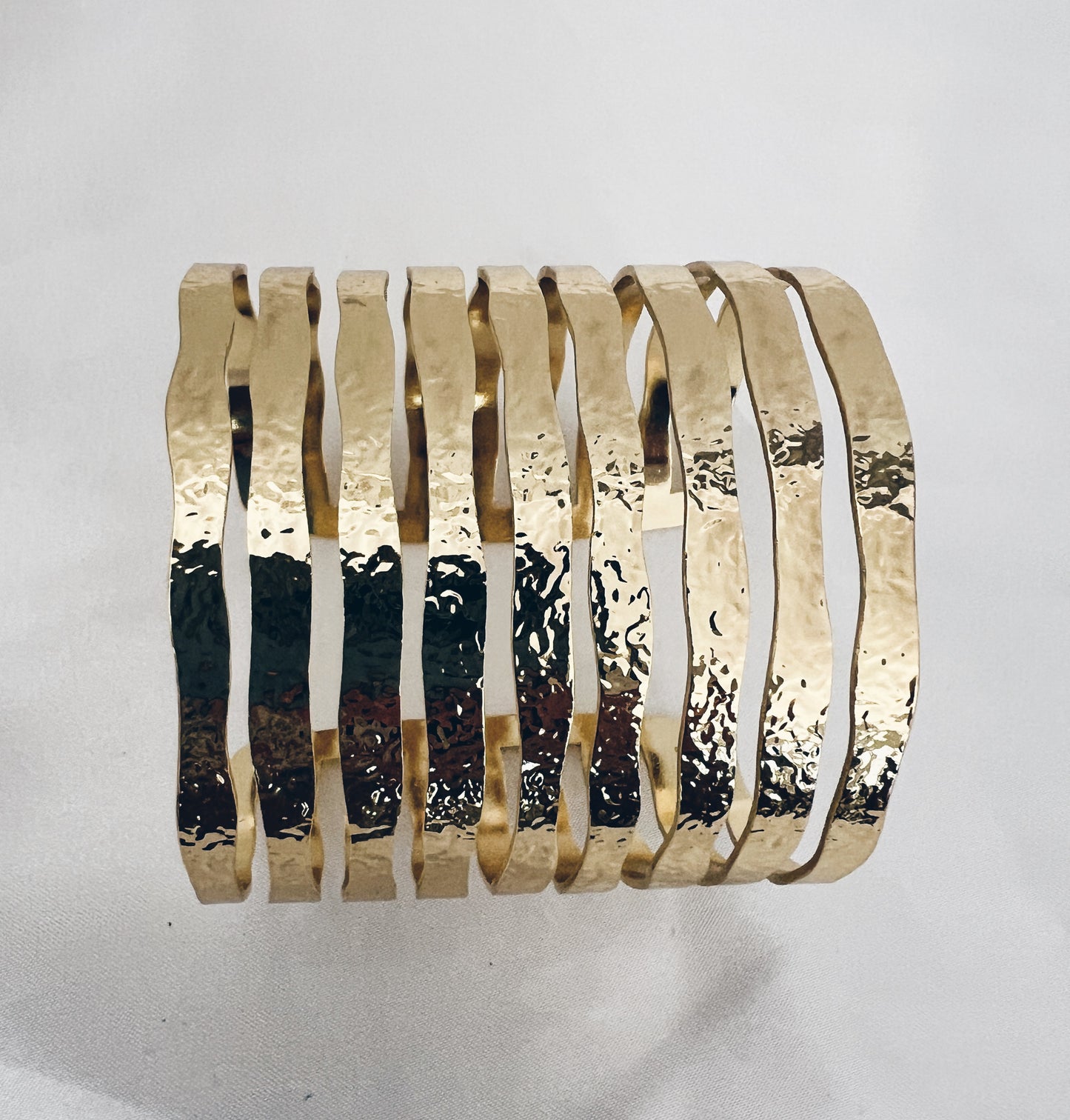 Gold Wide Stacked Cuff Bracelet