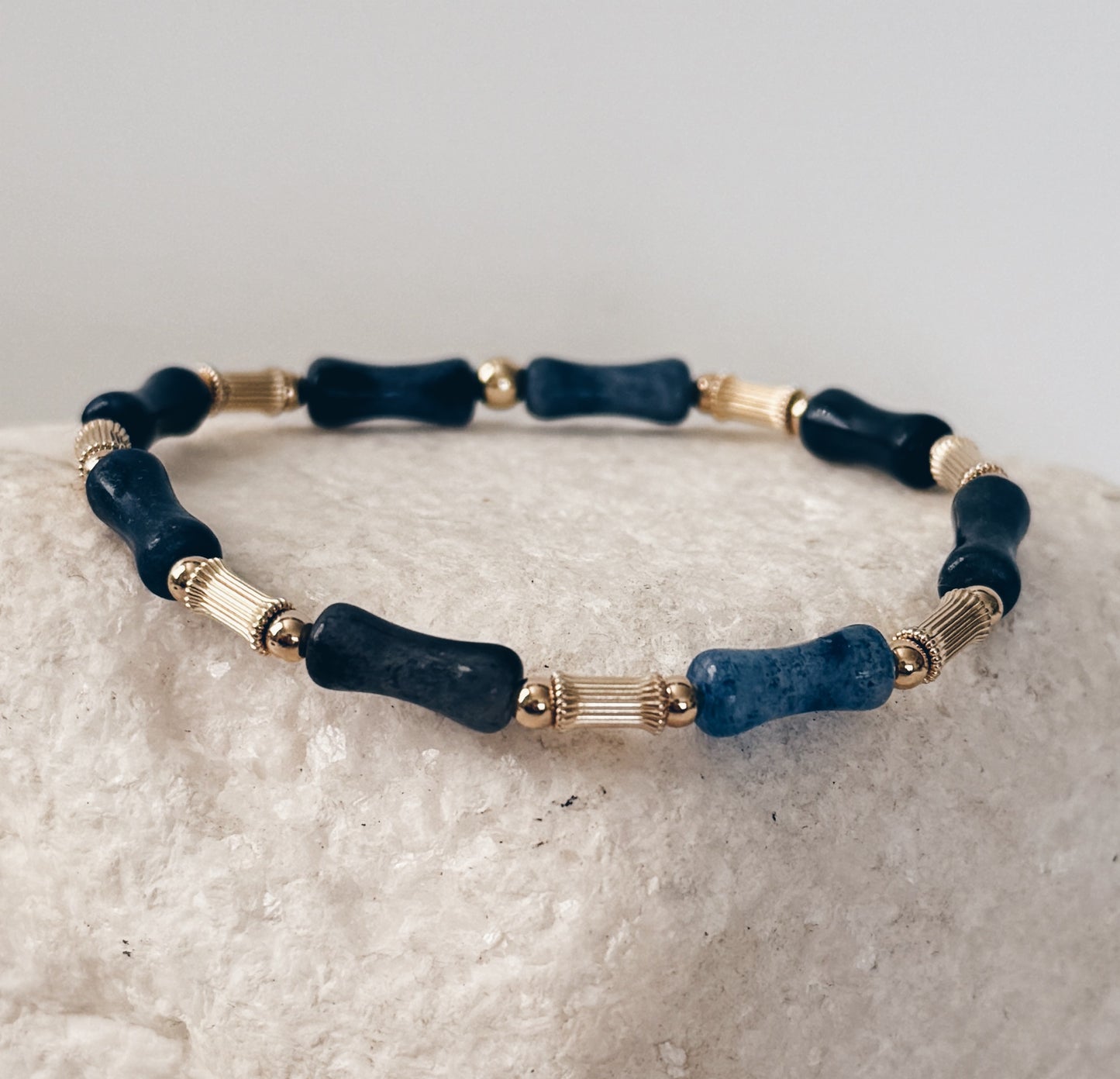 14k Gold Filled Beads & Bamboo Gemstone Bracelet + More Colors