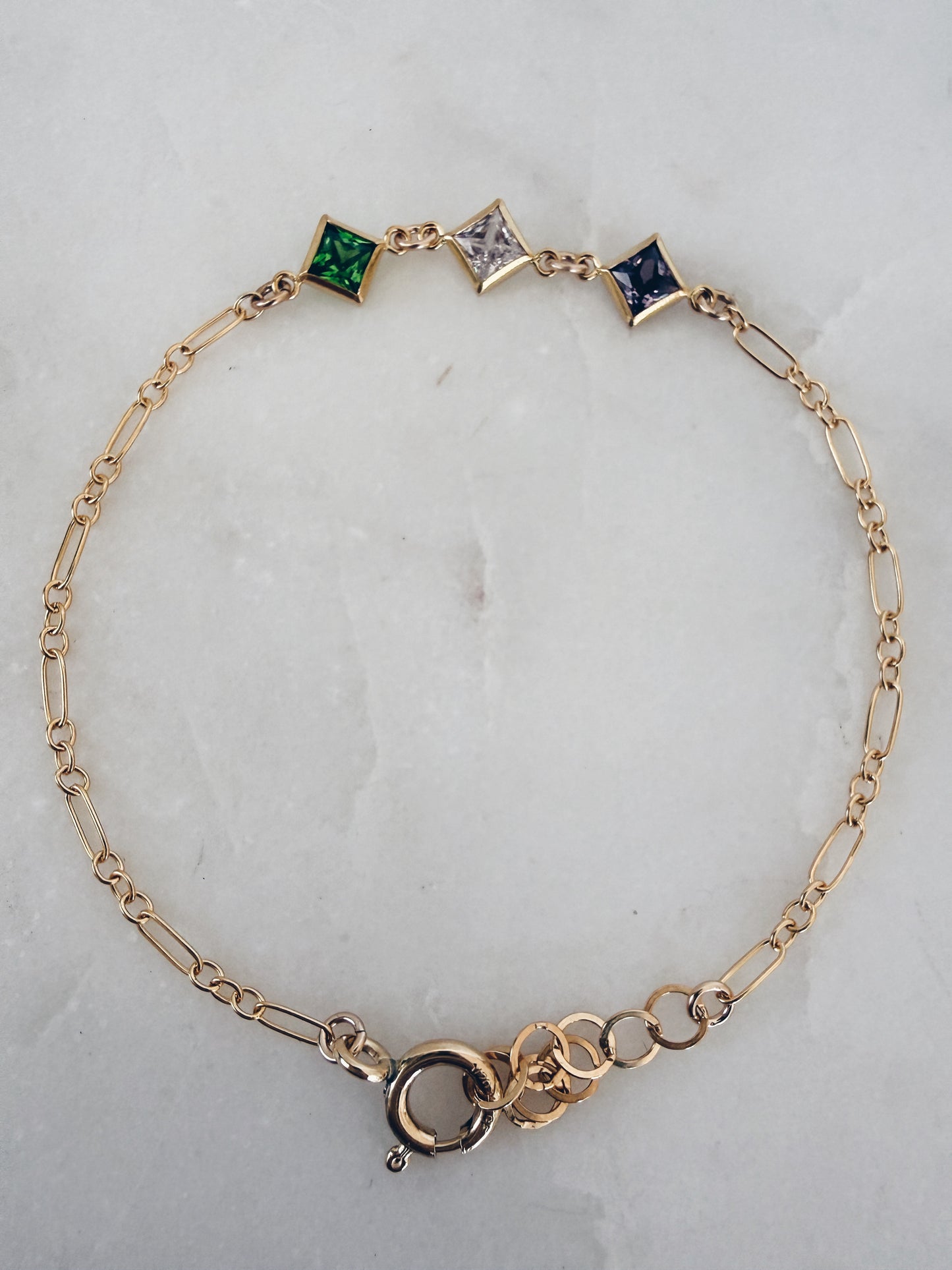 14k Gold Filled Geo Birthstone Bracelet