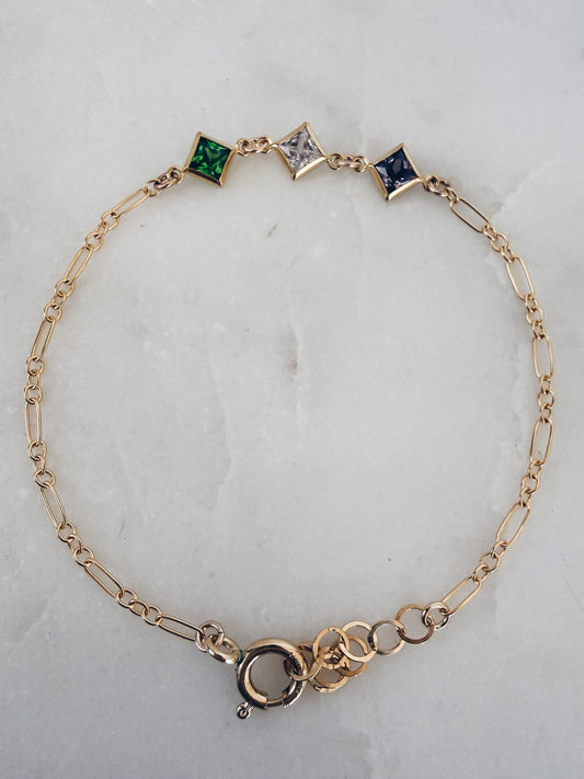 14k Gold Filled Geo Birthstone Bracelet