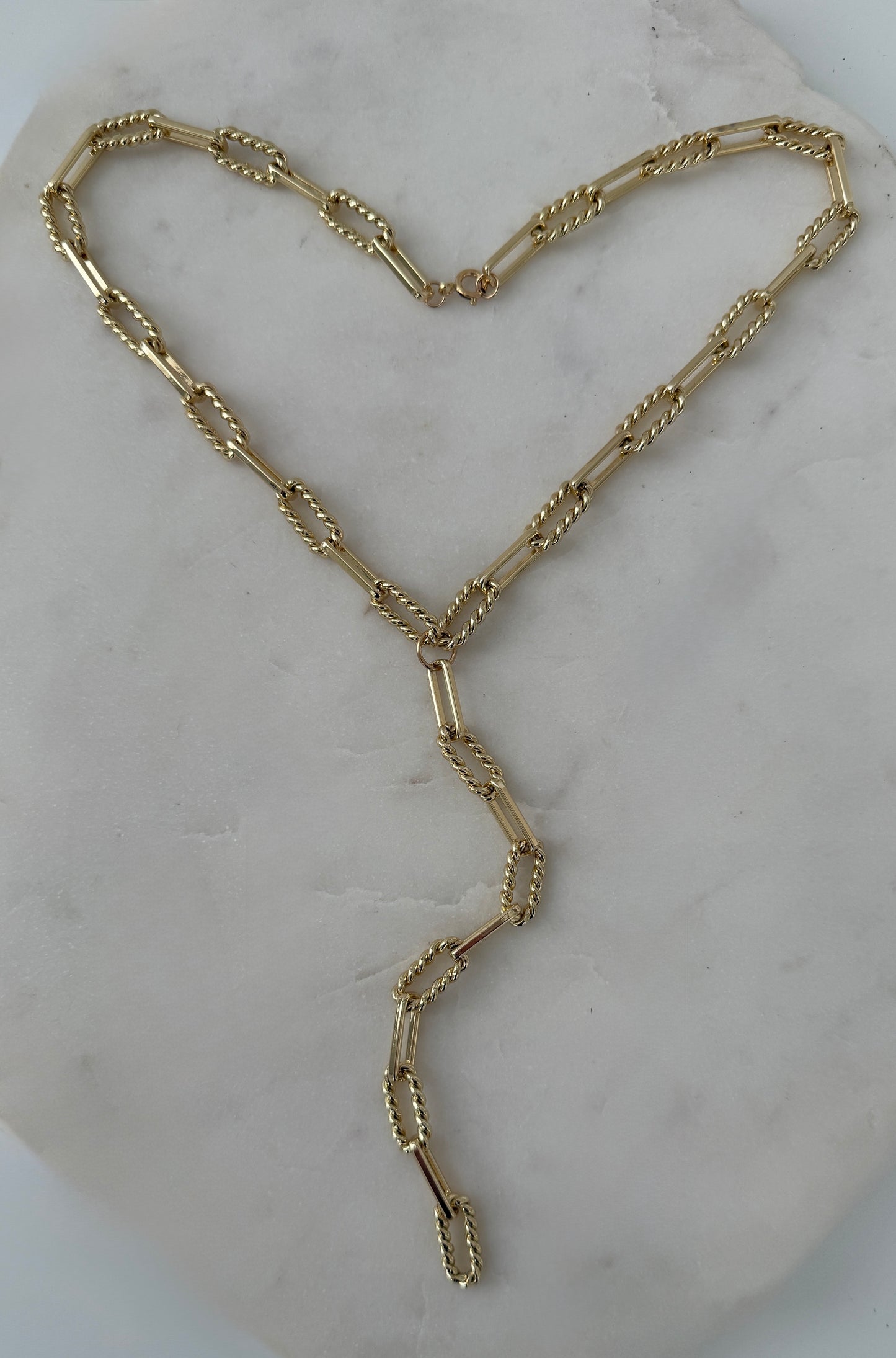 Gold Chunky Textured Chain Y Necklace