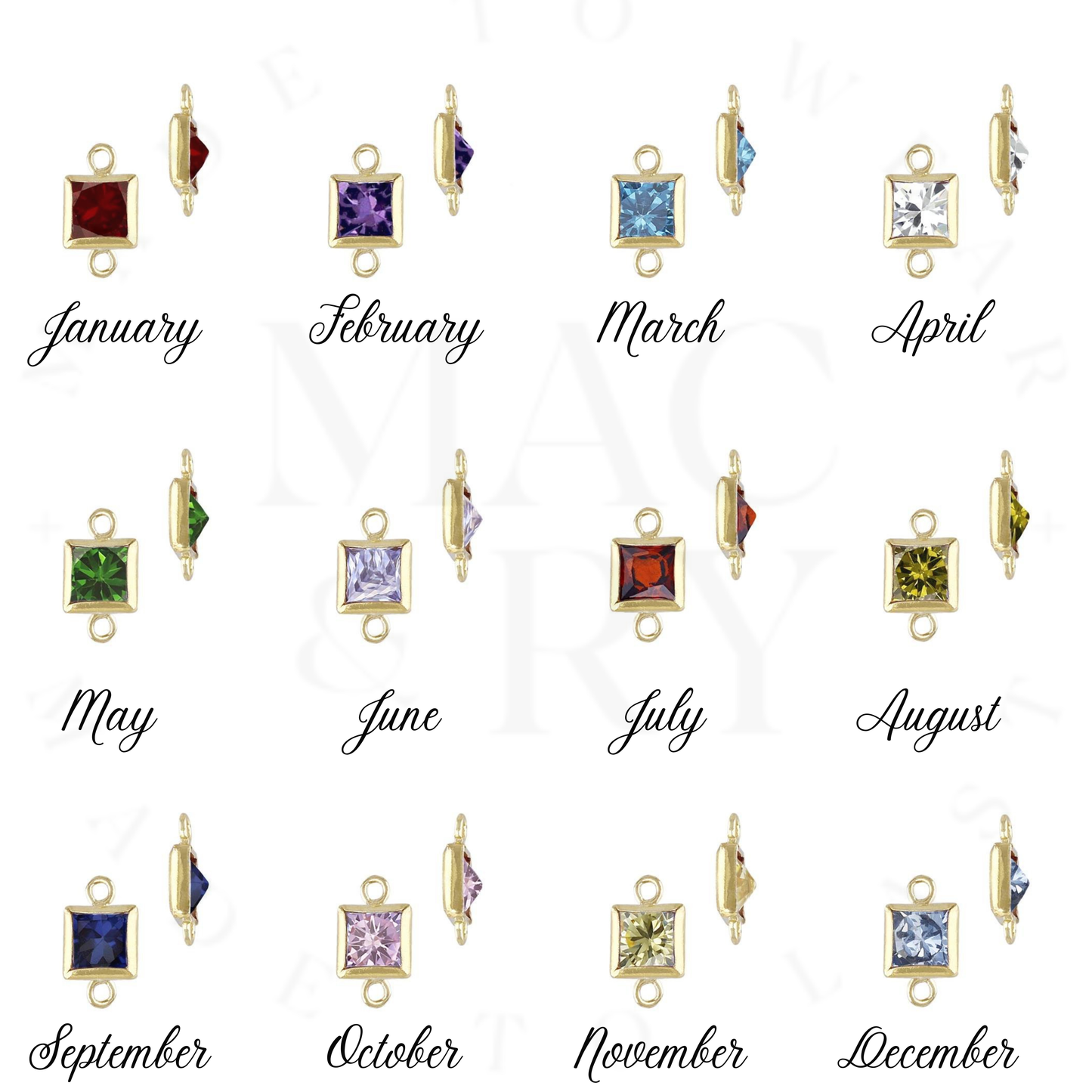 14k Gold Filled Geo Birthstone Bracelet