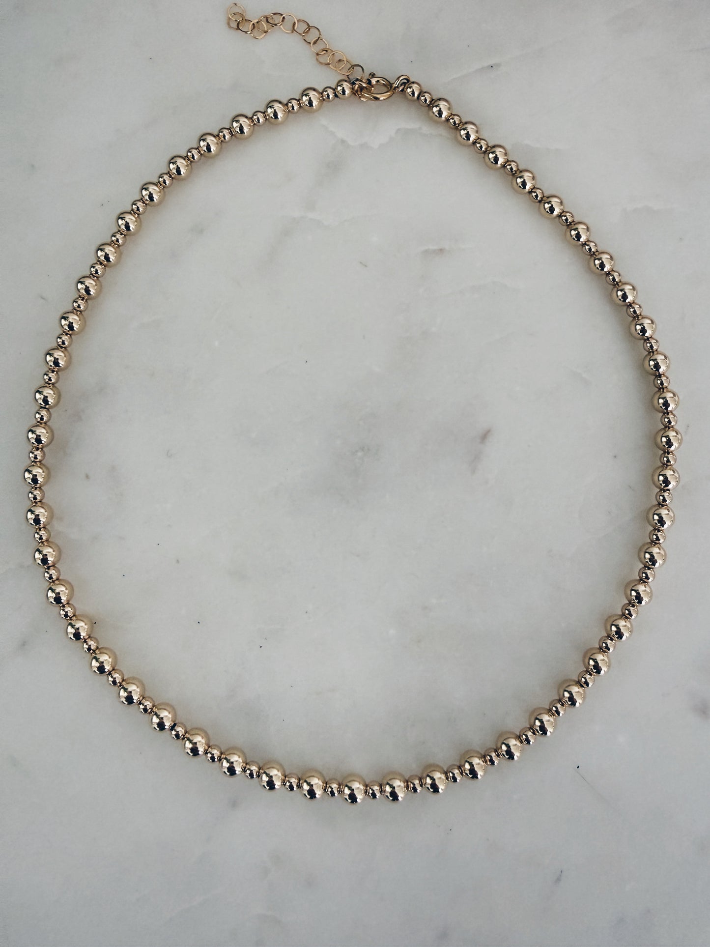 14k Gold Filled Beaded Choker Necklace | 3mm & 5mm Gold Bead Necklace | Minimalist Layering Jewelry