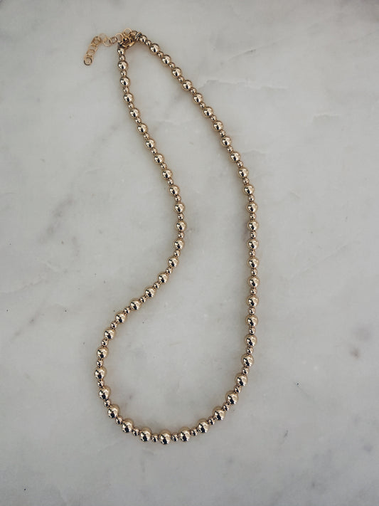 14k Gold Filled Beaded Choker Necklace | 3mm & 5mm Gold Bead Necklace | Minimalist Layering Jewelry