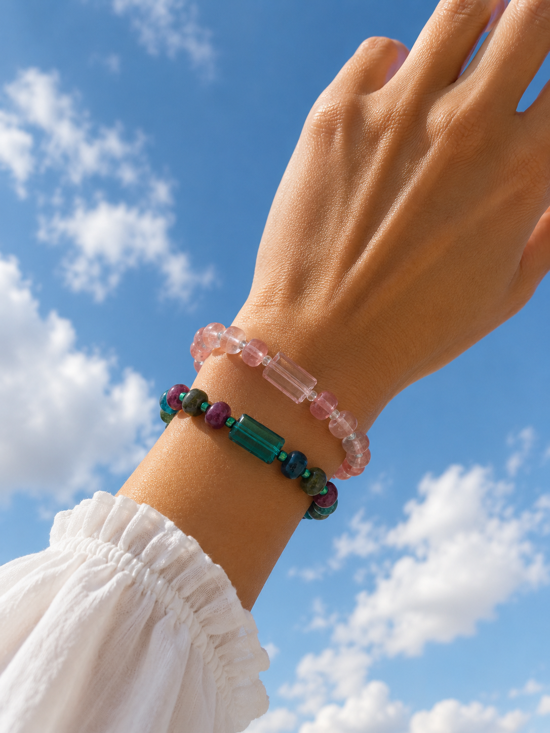 Prism Bracelet – Rose Glow | Strawberry Quartz Stretch Bracelet