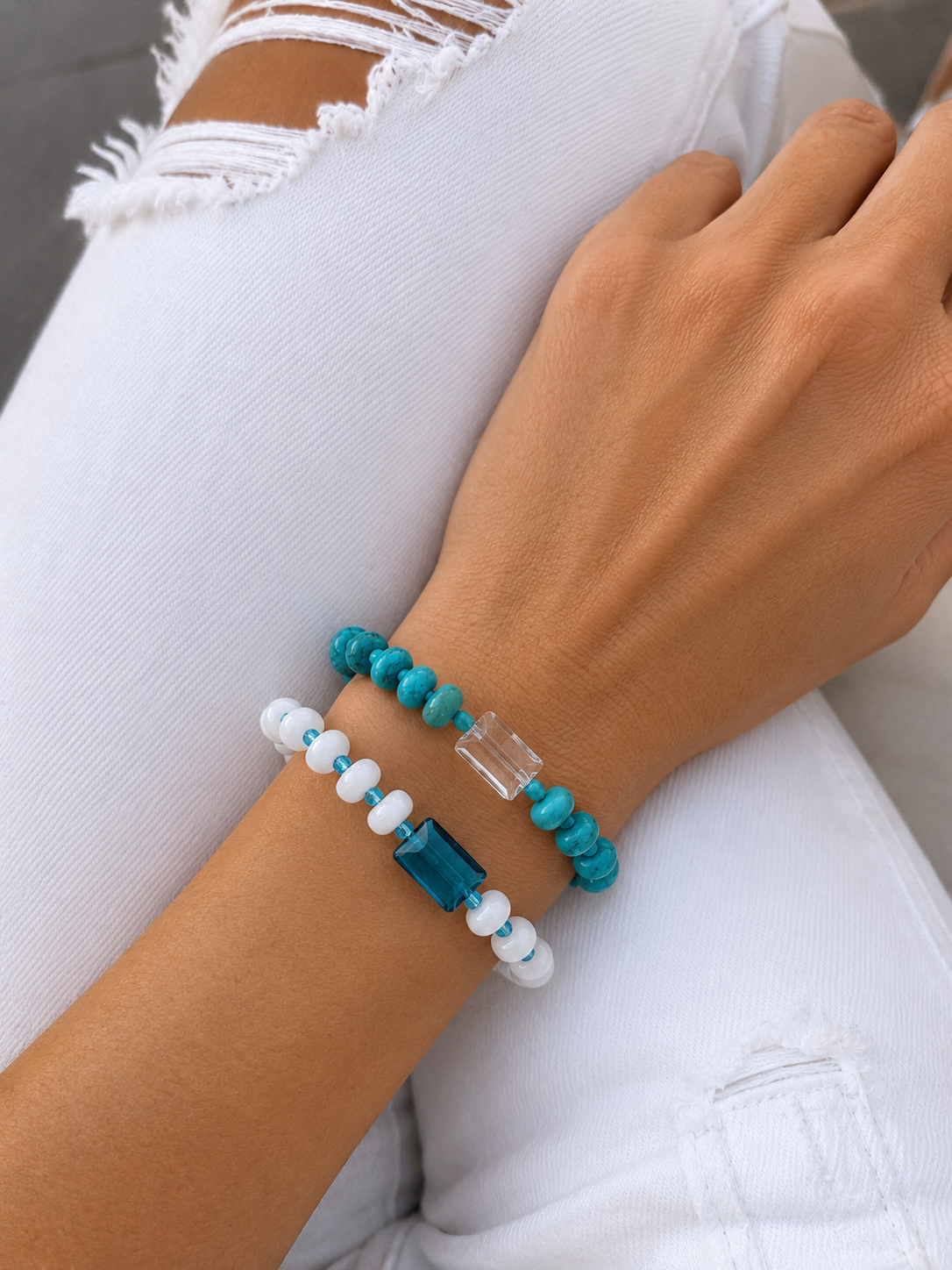 Prism Bracelet – Moonlight | White Jade & Crystal Bracelet