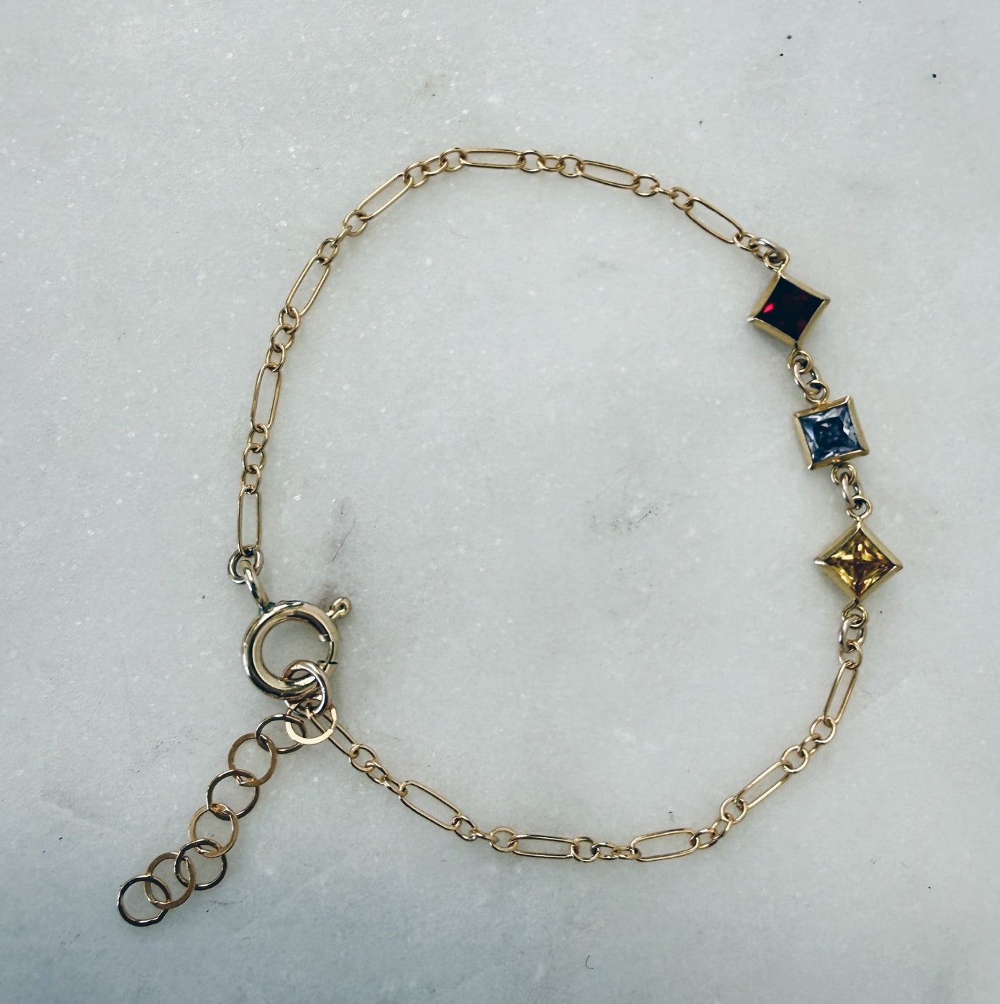 14k Gold Filled Geo Birthstone Bracelet