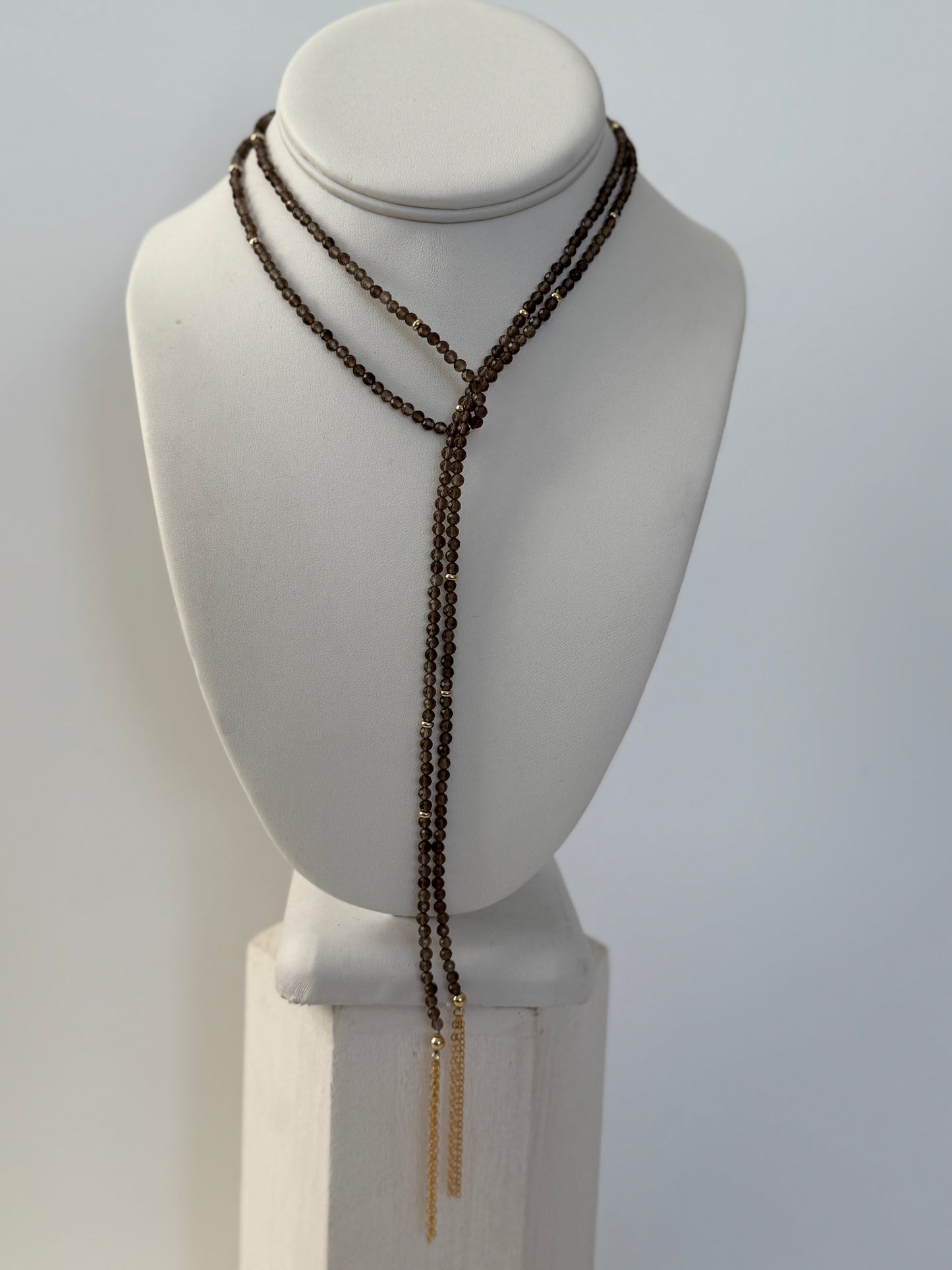 Smokey Quartz Lariat Wrap Necklace - Wear 4+ more Ways