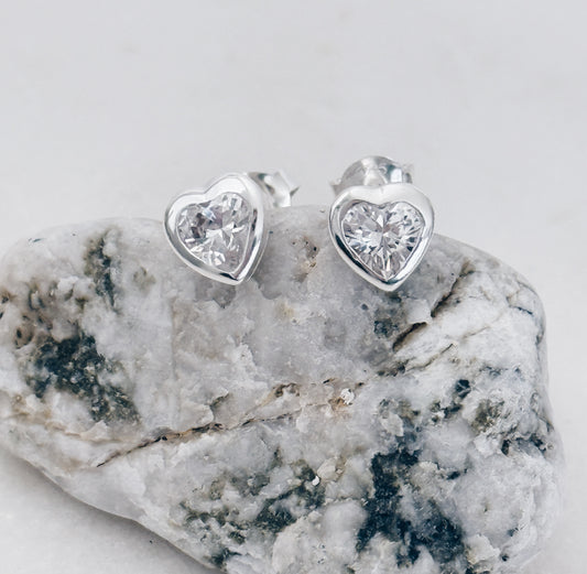 Sterling Silver Heart Stud Earrings