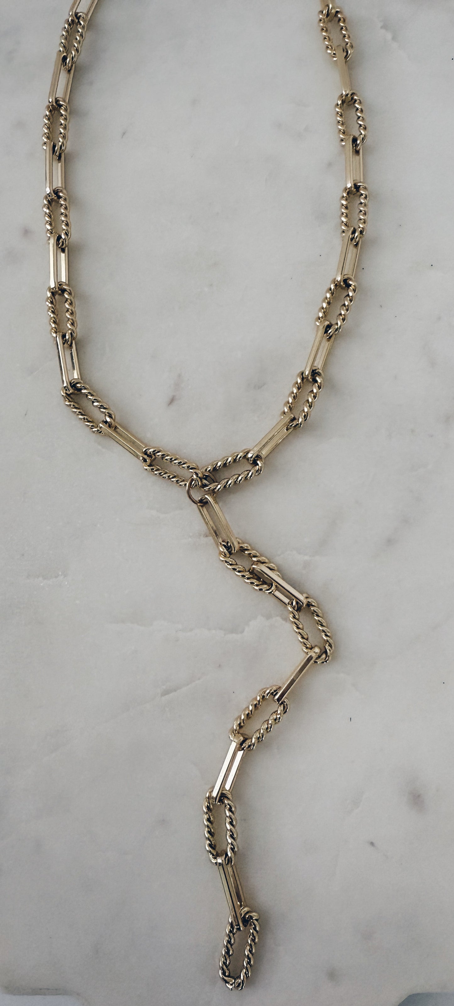 Gold Chunky Textured Chain Y Necklace