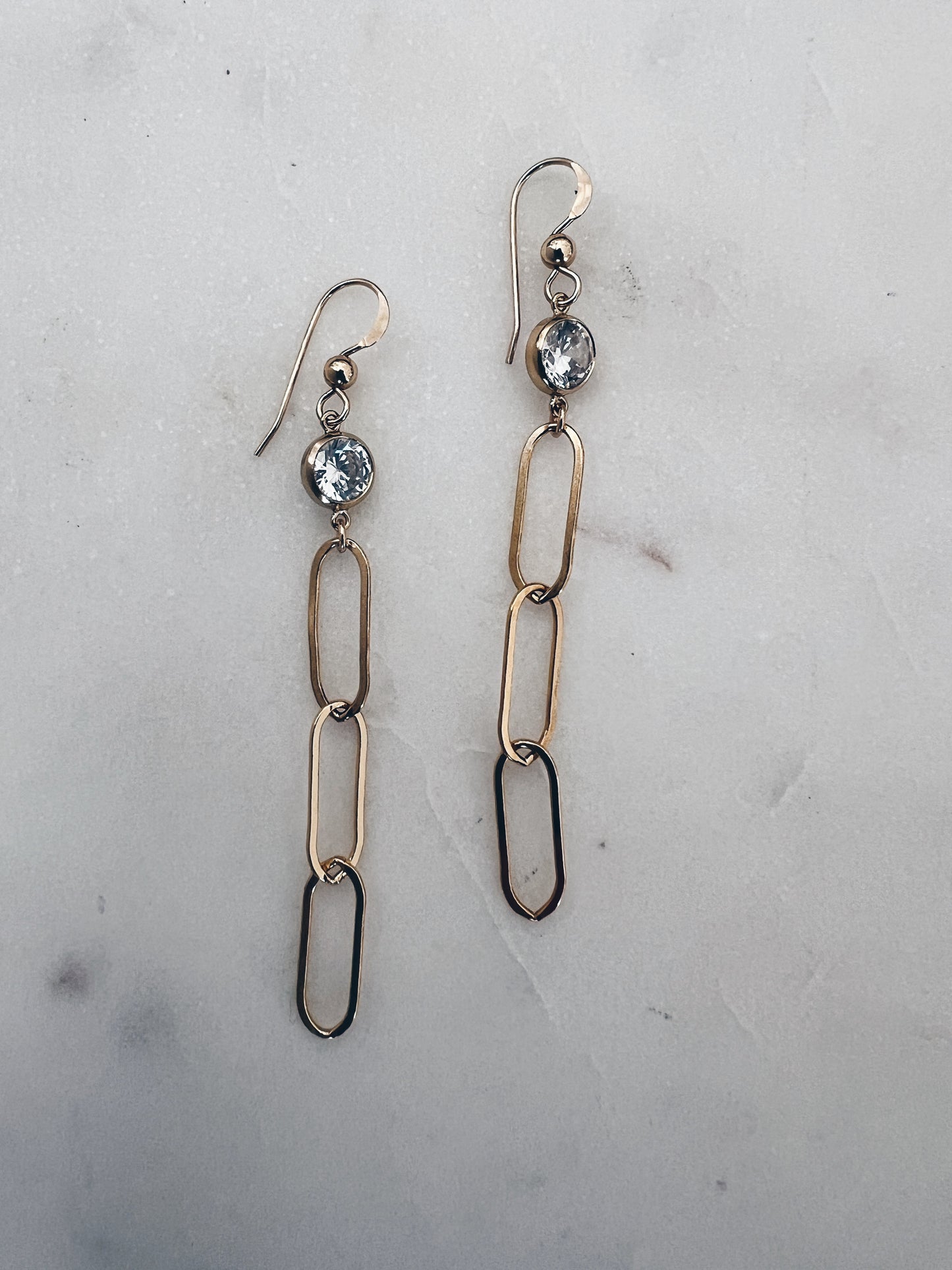 14k Gold Filled Drop Chain & CZ Earrings