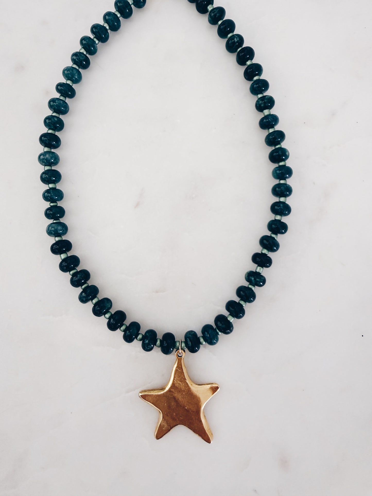 Midnight Lagoon Gemstone & Star Pendant Necklace | Coastal Gem Collection