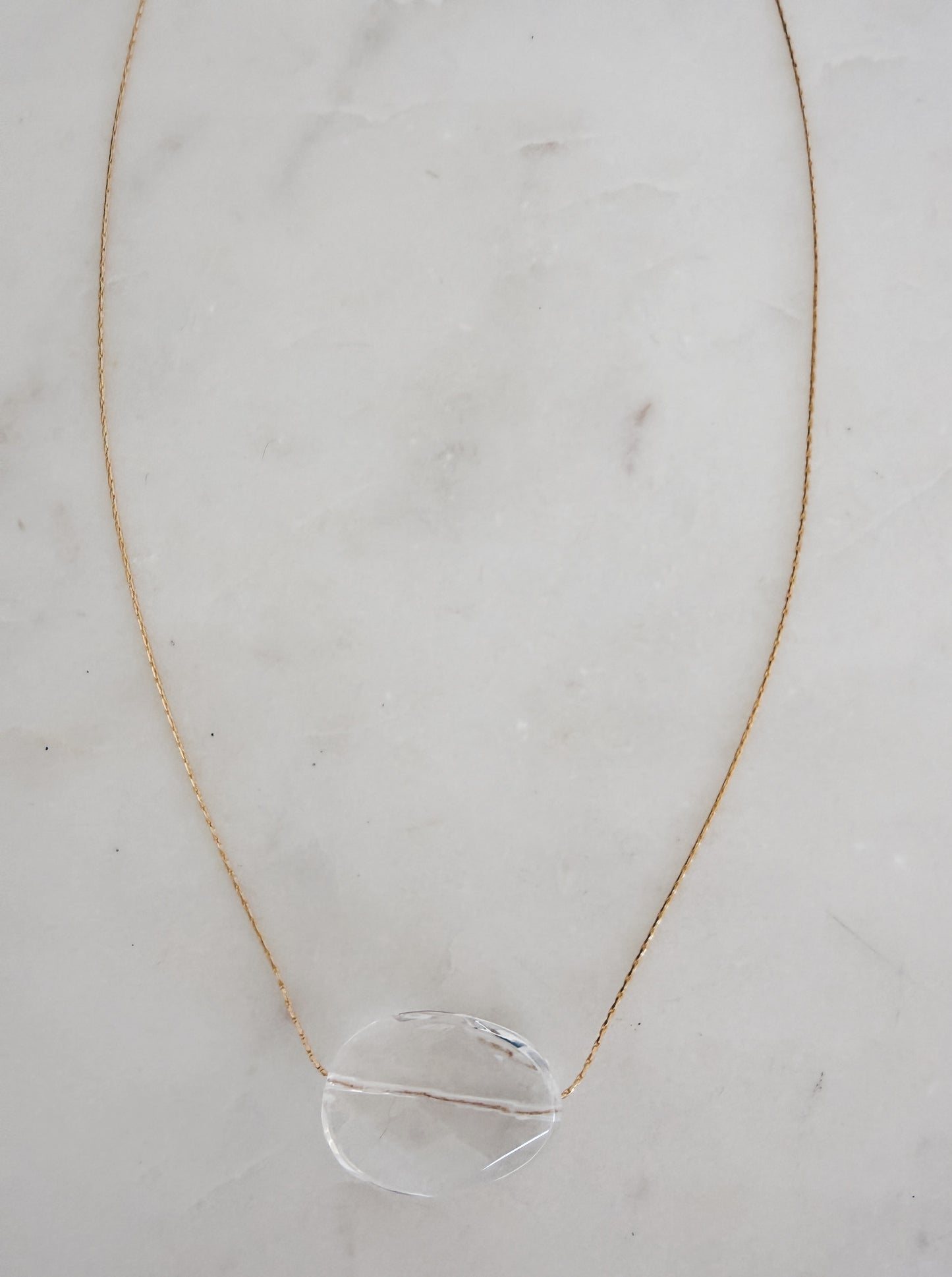 14k Gold Filled Clear Crystal Faceted Quartz Necklace