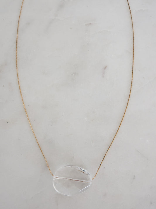 14k Gold Filled Clear Crystal Faceted Quartz Necklace