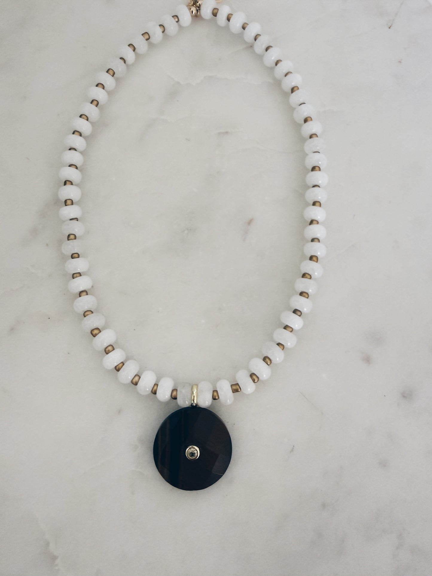 White Jade & Tiger's Eye Gemstone Pendant Necklace | Coastal Gem Collection