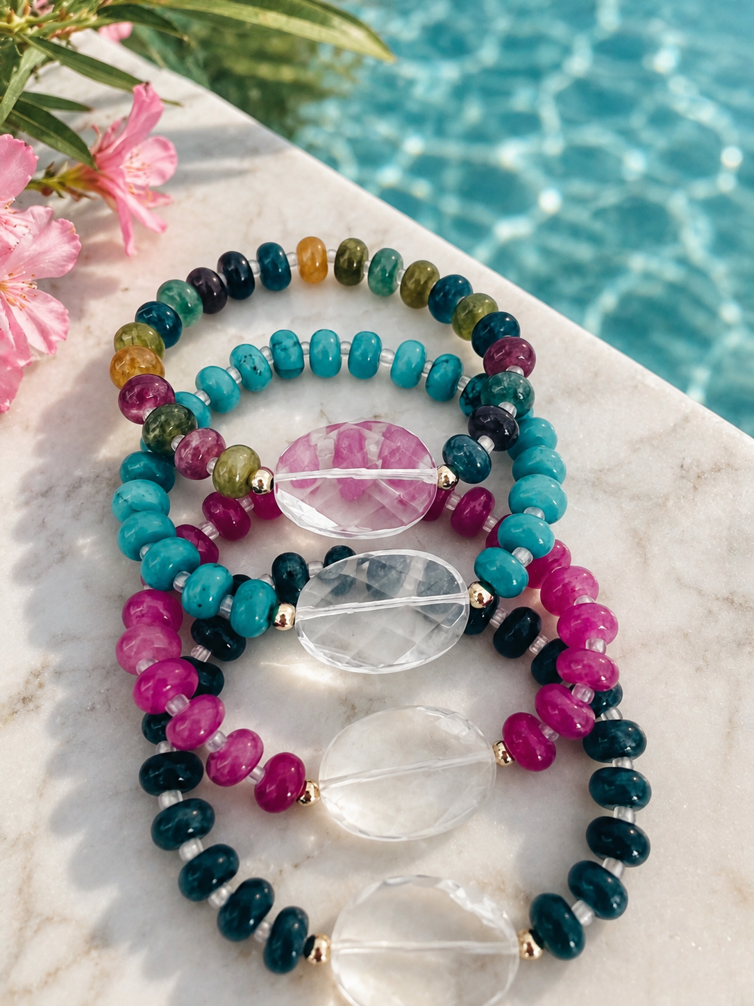 Faceted Crystal Quartz Gemstone Bracelet + More Options