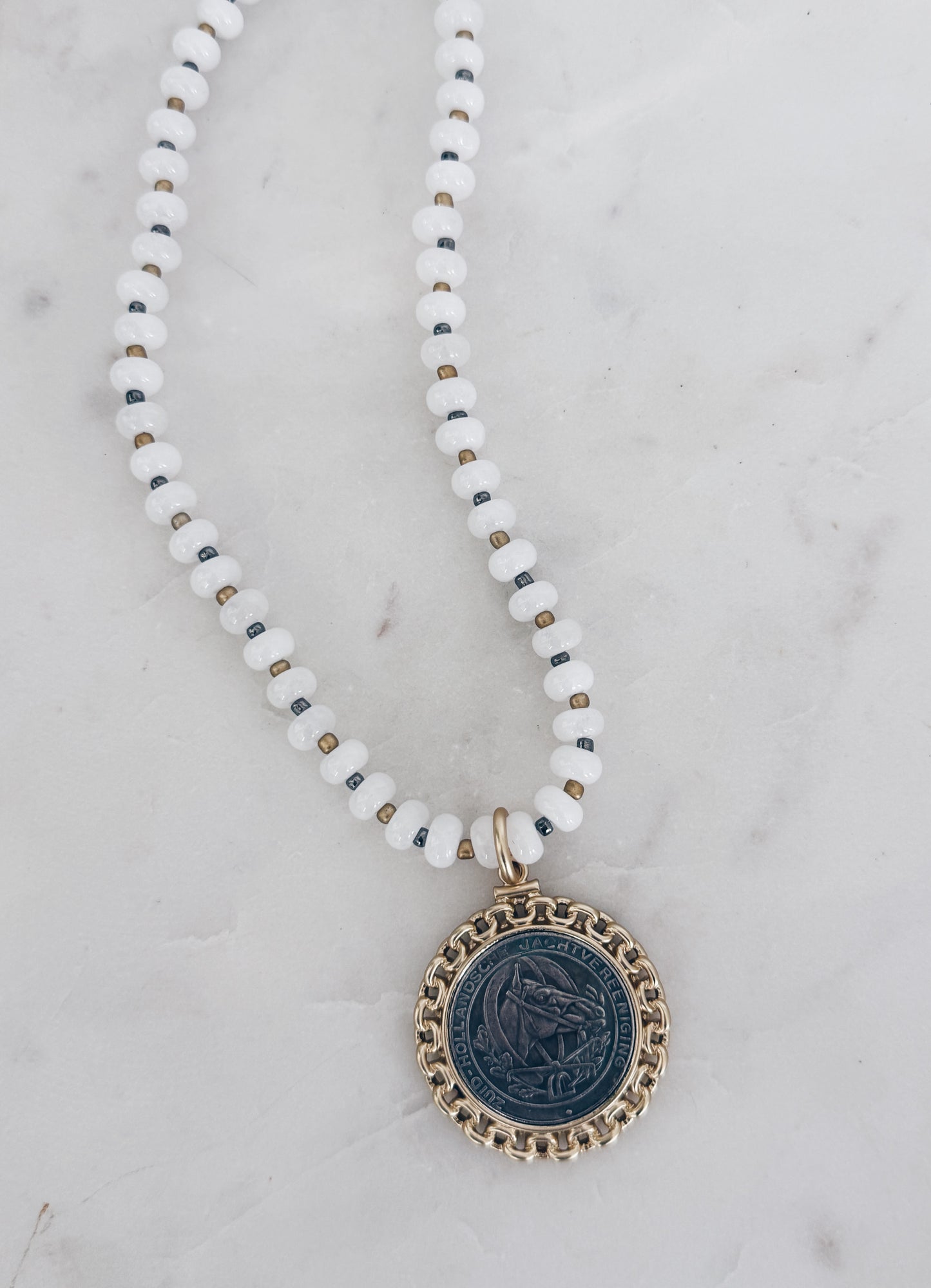 White Jade Horse Medallion Necklace | Heritage Rider