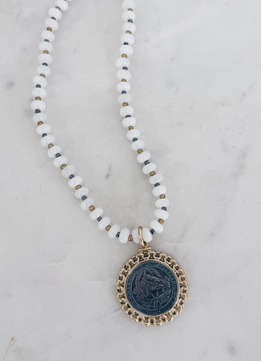 White Jade Horse Medallion Necklace | Heritage Rider