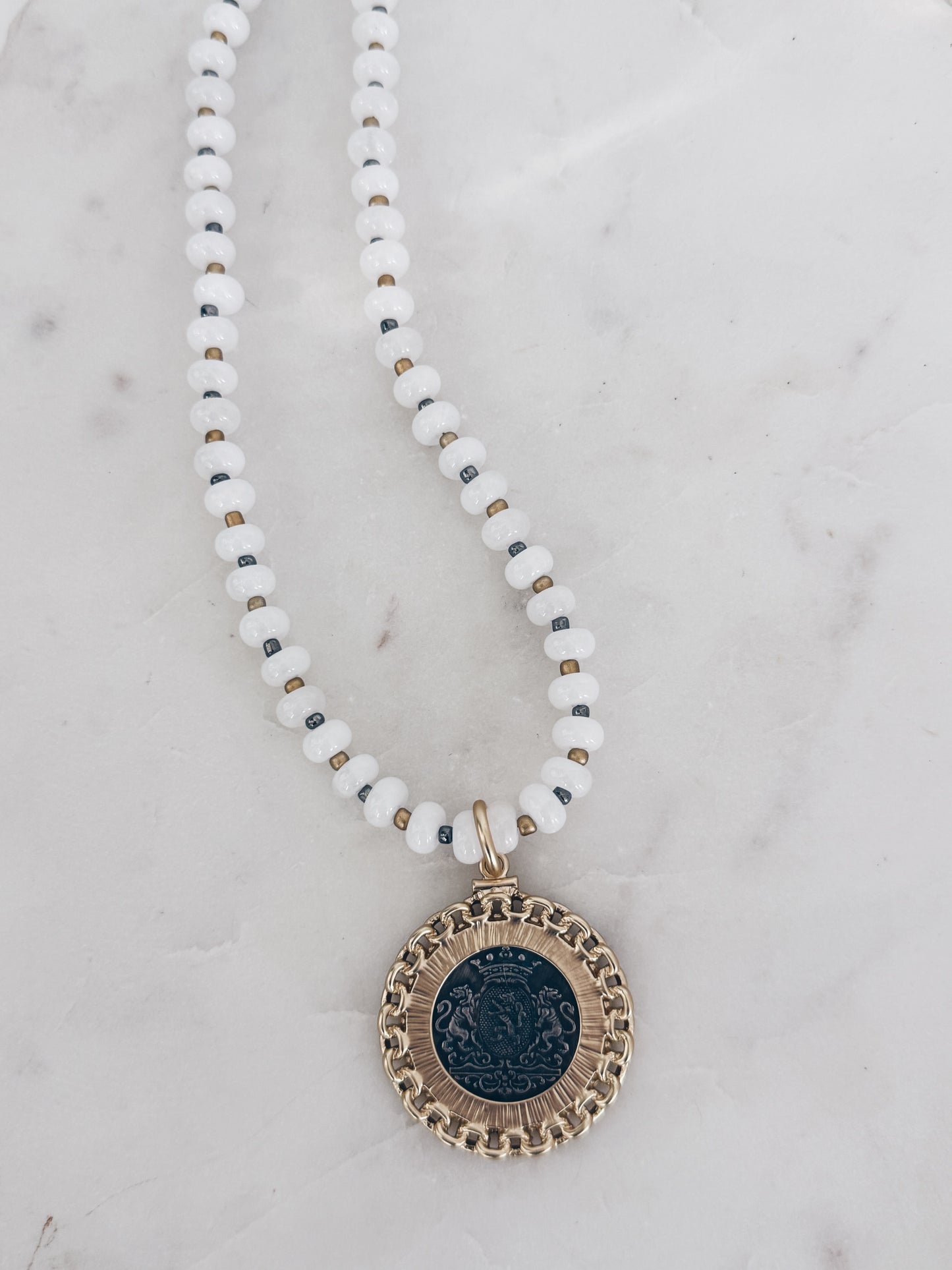 White Jade Horse Medallion Necklace | Heritage Rider