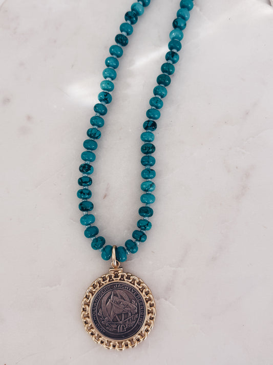 Turquoise Horse Medallion Necklace | Heritage Rider