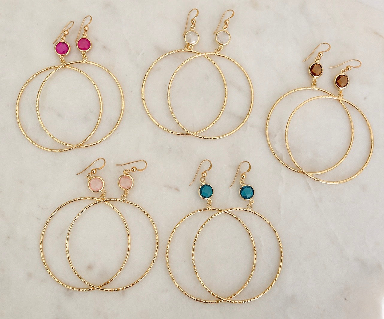 Luxe Gold CZ Hammered Hoop Earrings + More Colors