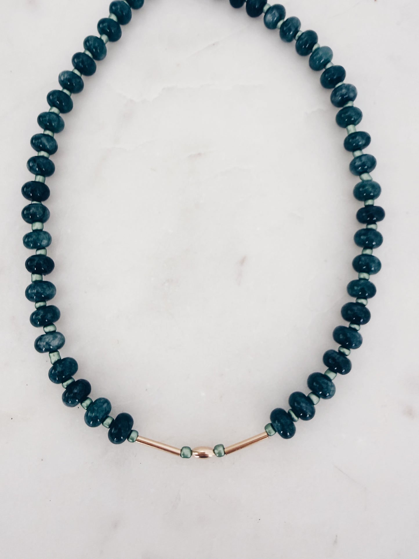 Teal Gemstone & 14k Gold Filled Beaded Necklace | Coastal Gem Collection