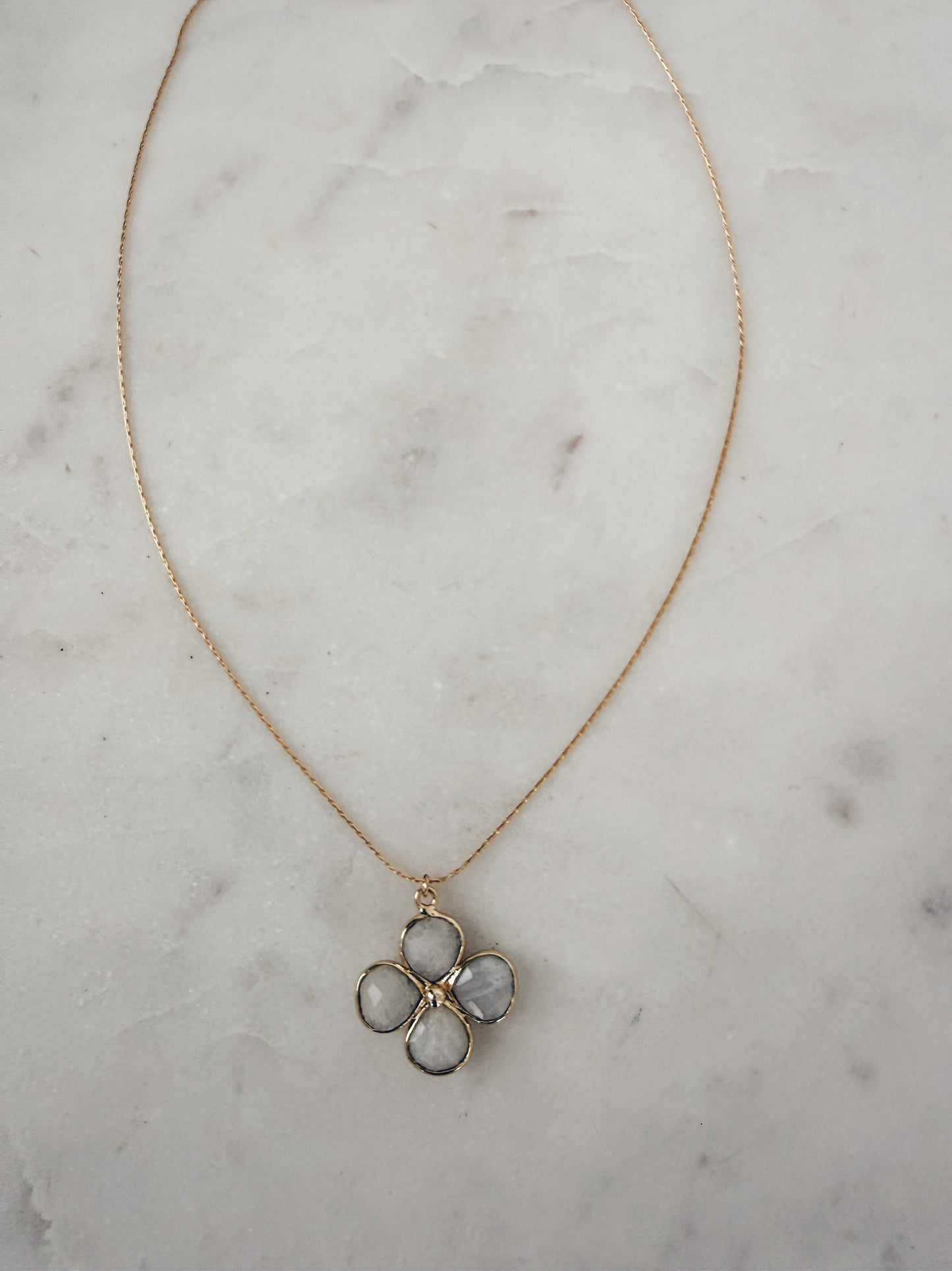 14k Gold Filled Moonstone Clover Necklace