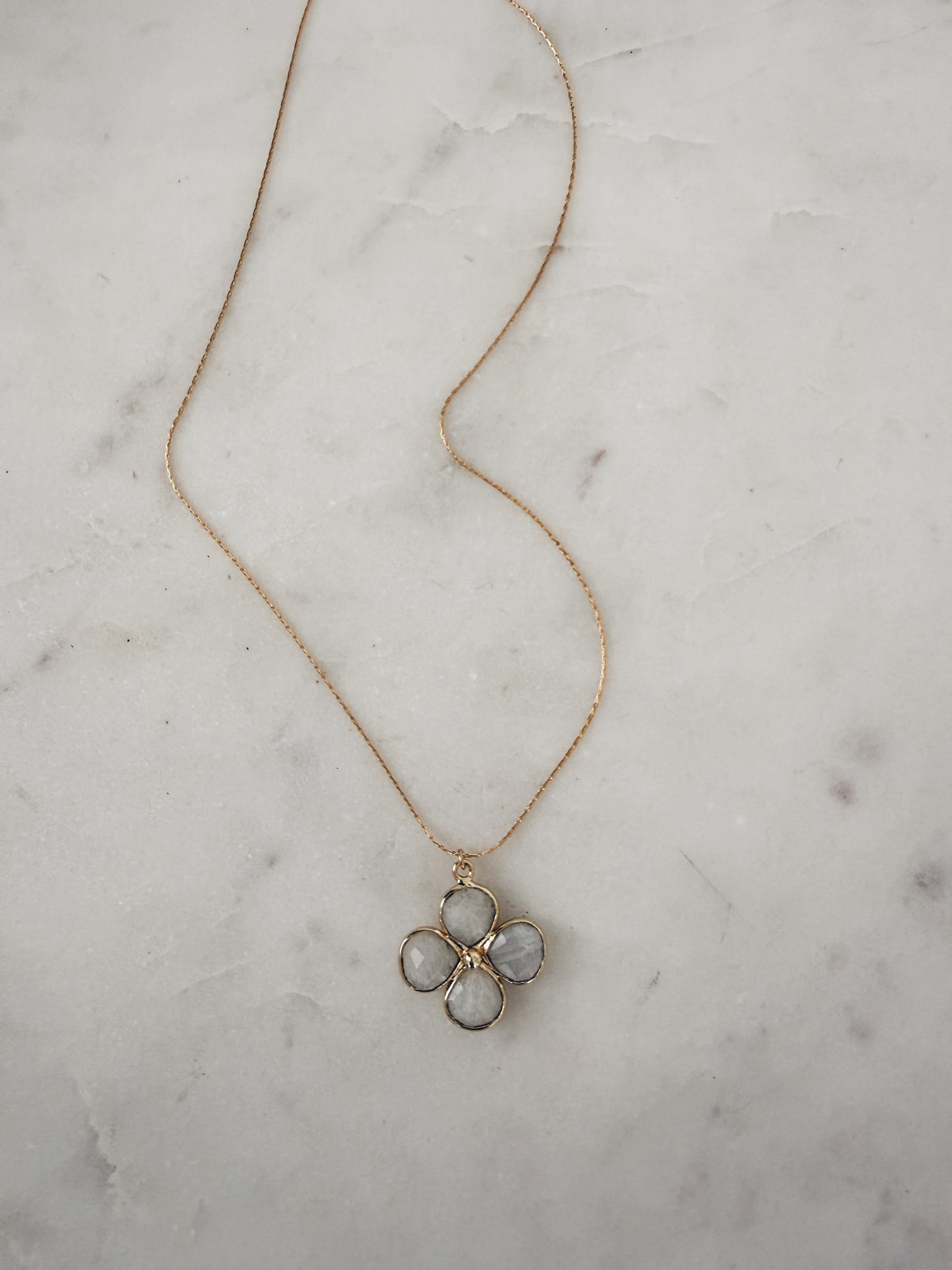 14k Gold Filled Moonstone Clover Necklace