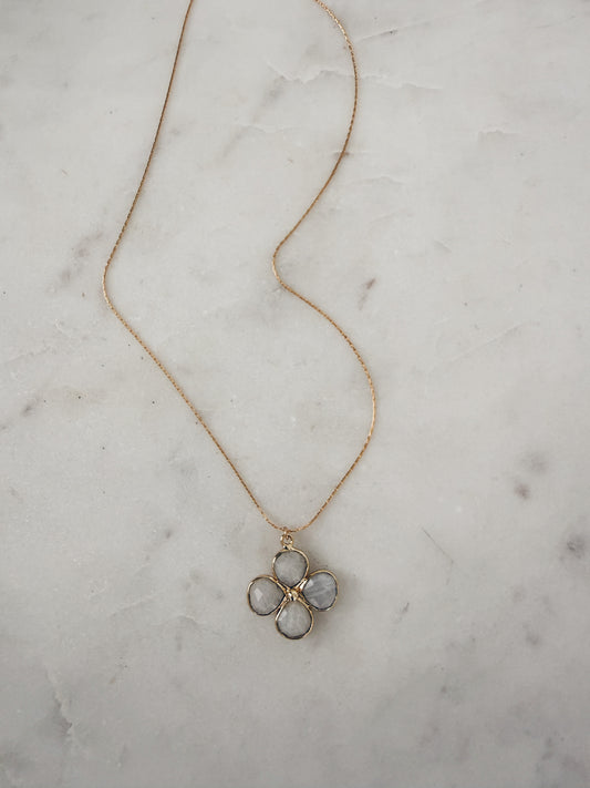 14k Gold Filled Moonstone Clover Necklace