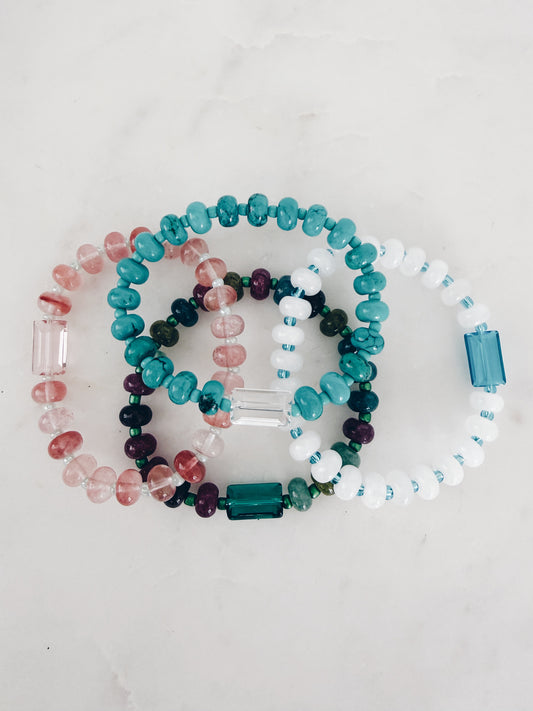 Prism Bracelet – Coastal Waters | Turquoise Gemstone Stretch Bracelet