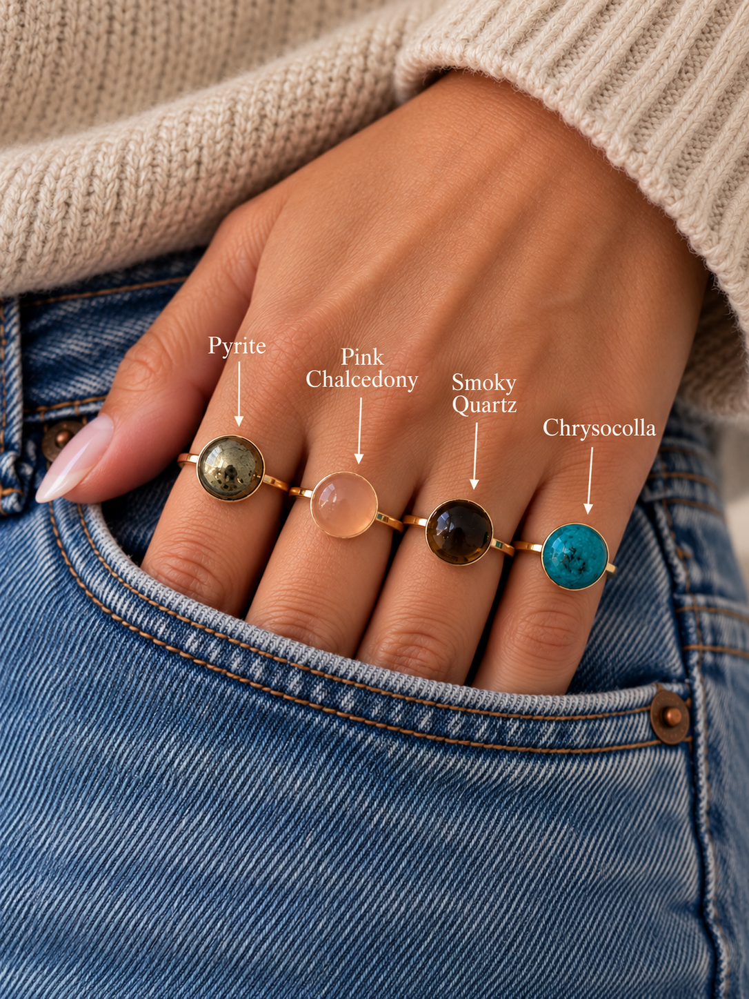 14k Gold Filled Gemstone Cabochon Ring + More Options