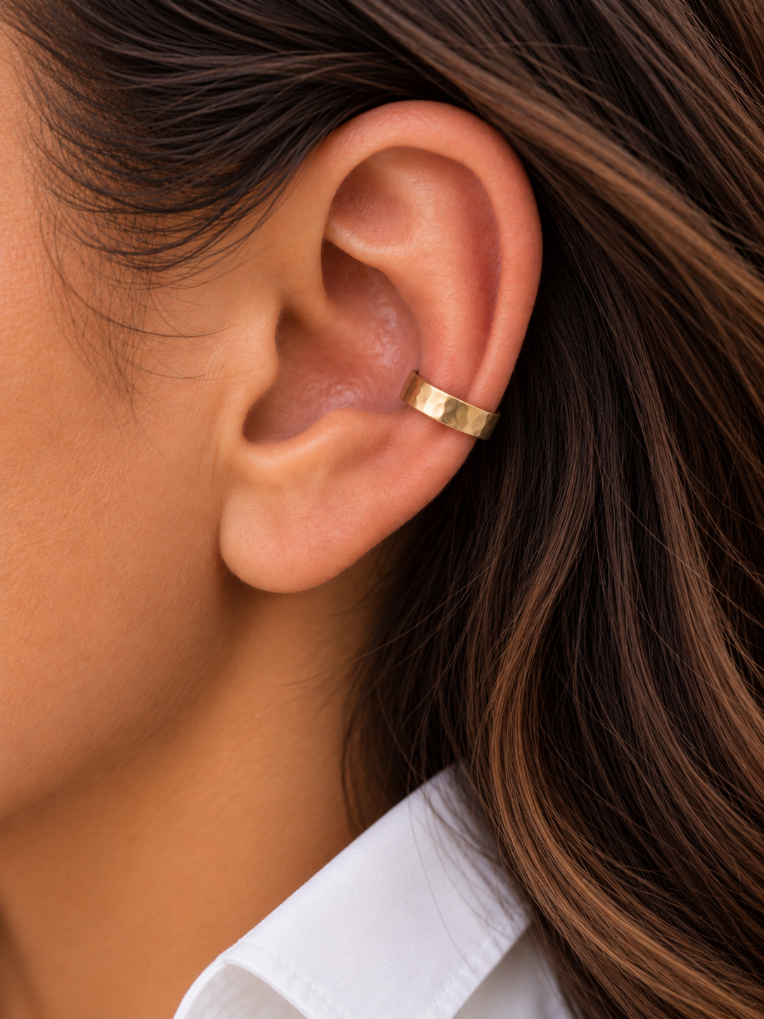 14k Gold Filled Classic Hammered Ear Cuff