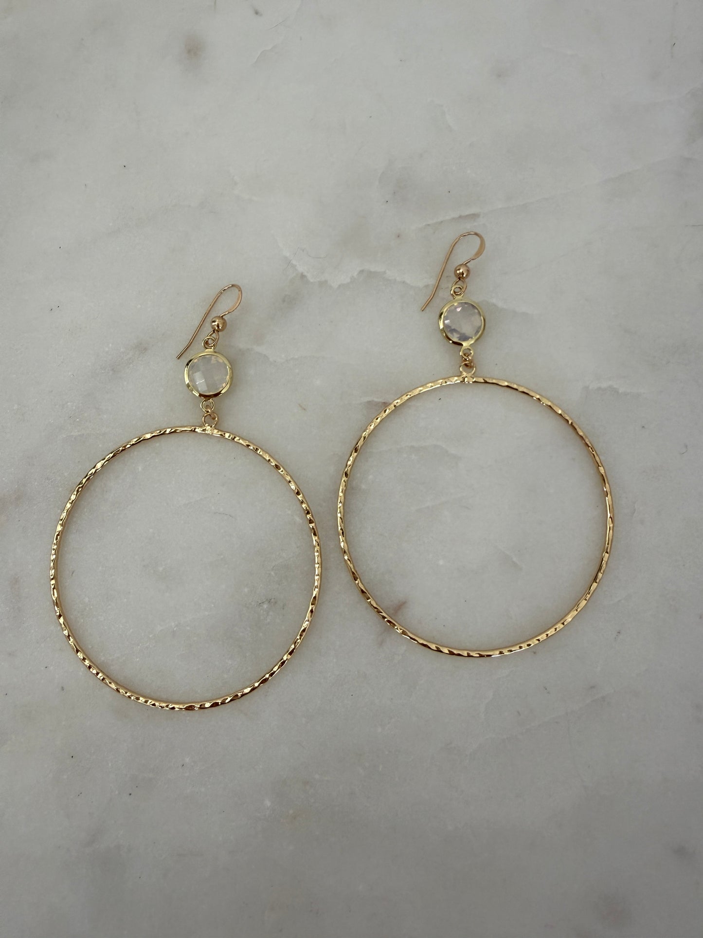 Luxe Gold CZ Hammered Hoop Earrings + More Colors