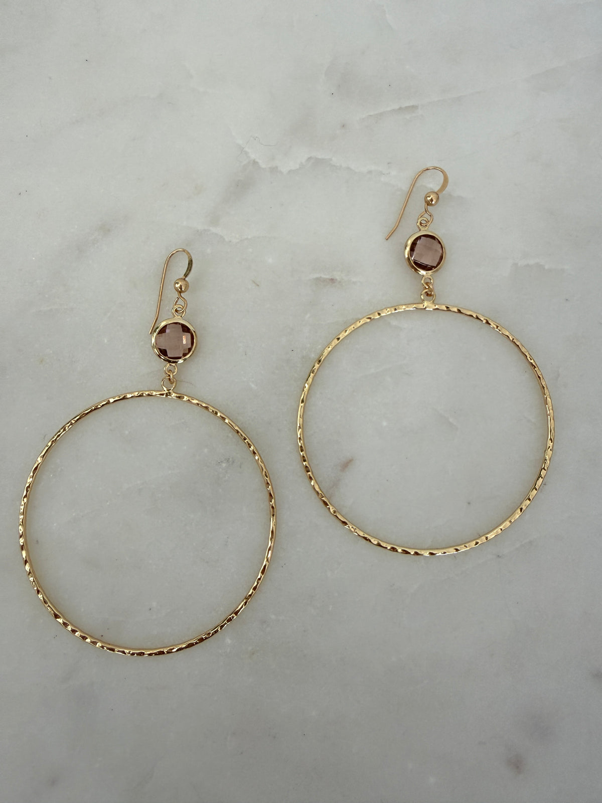 Luxe Gold CZ Hammered Hoop Earrings + More Colors