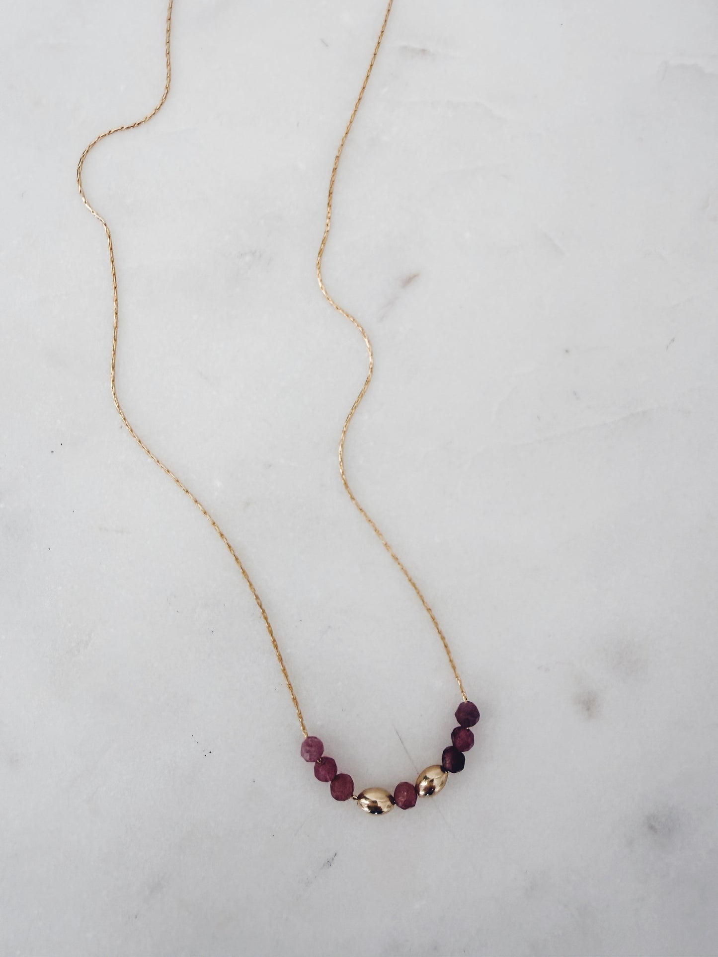 14k Gold Filled Dainty Silk Chain Necklace w/Gemstones + More Options