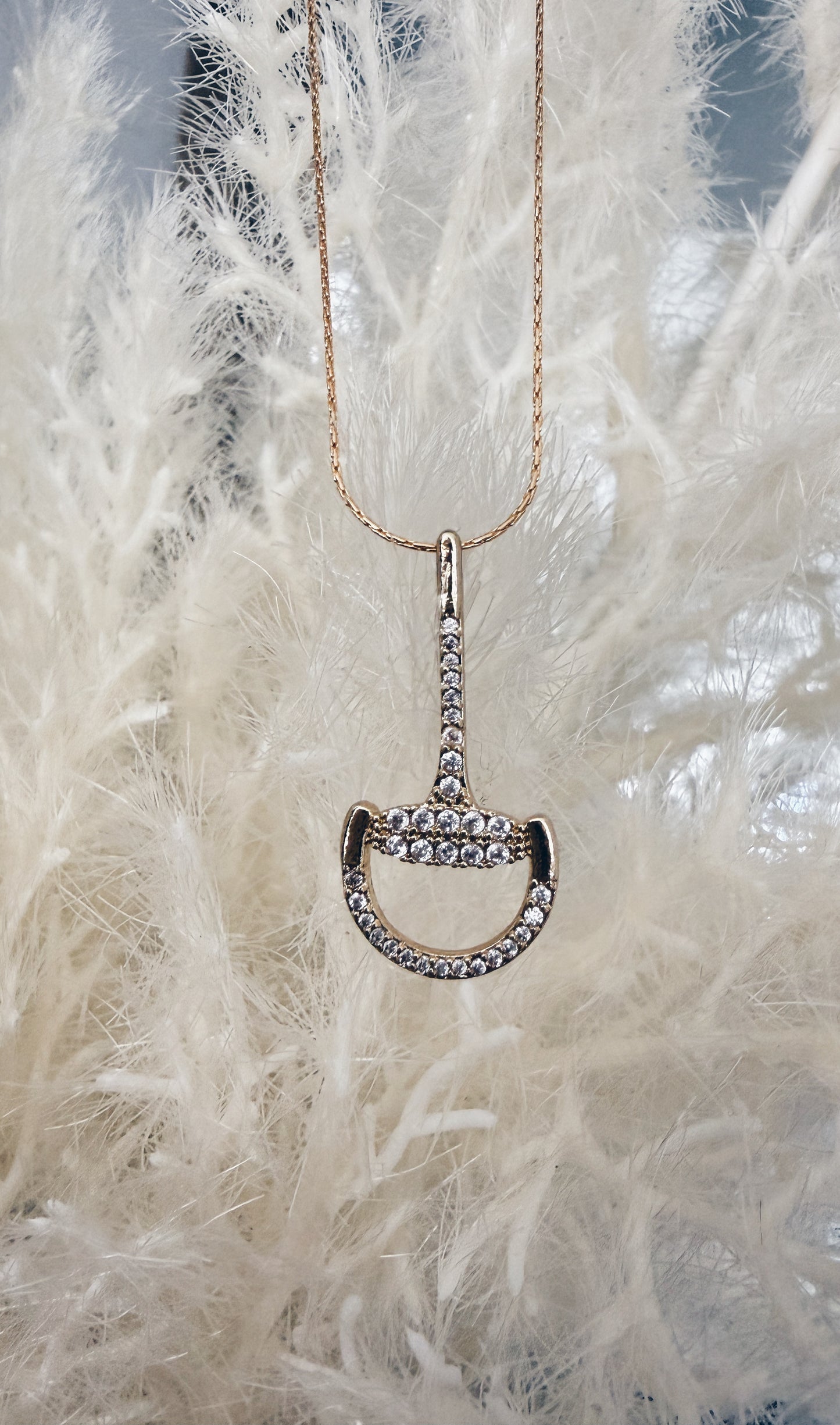 Horsebit Charm Necklace in 14K Gold Filled with Pavé CZ Pendant