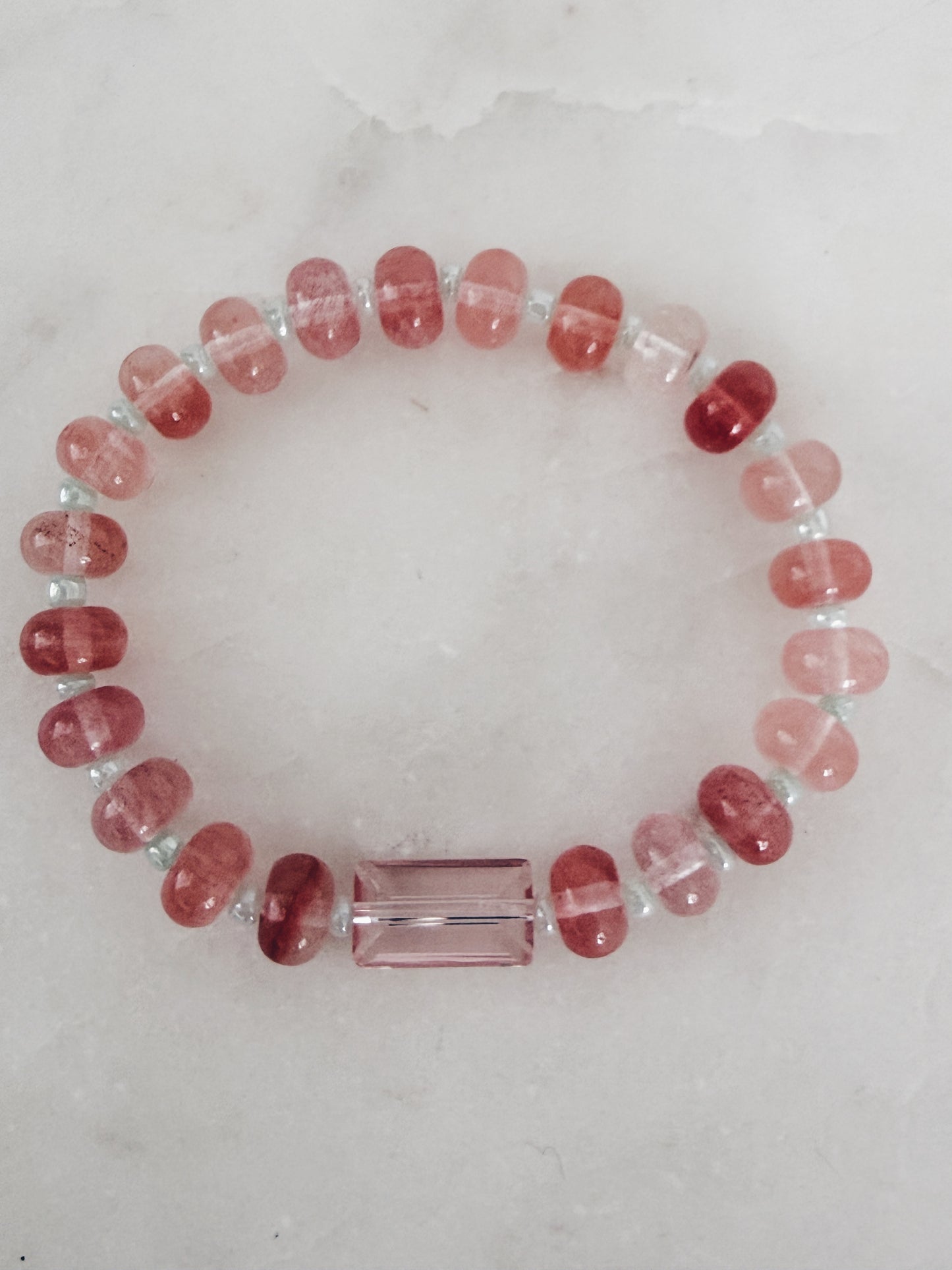 Prism Bracelet – Rose Glow | Strawberry Quartz Stretch Bracelet