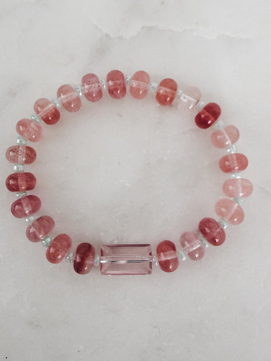 Prism Bracelet – Rose Glow | Strawberry Quartz Stretch Bracelet