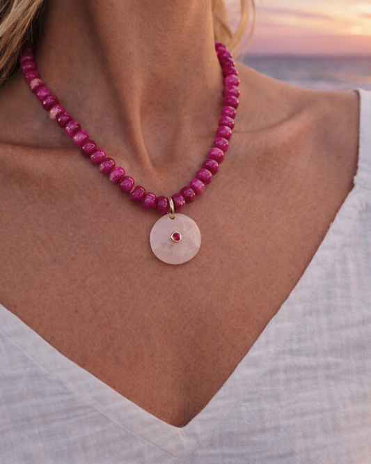 Rosé Gemstone Pendant Necklace | Coastal Gem Collection