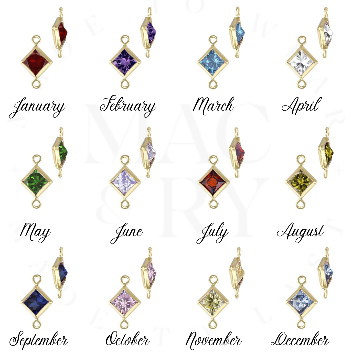 14k Gold Filled Geo Birthstone Bracelet