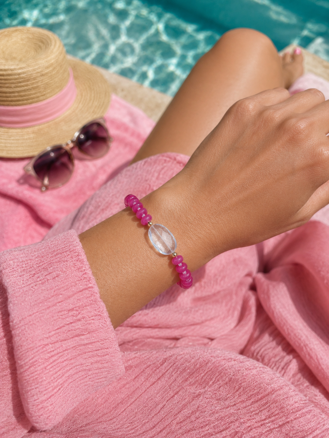 Faceted Crystal Quartz Gemstone Bracelet + More Options