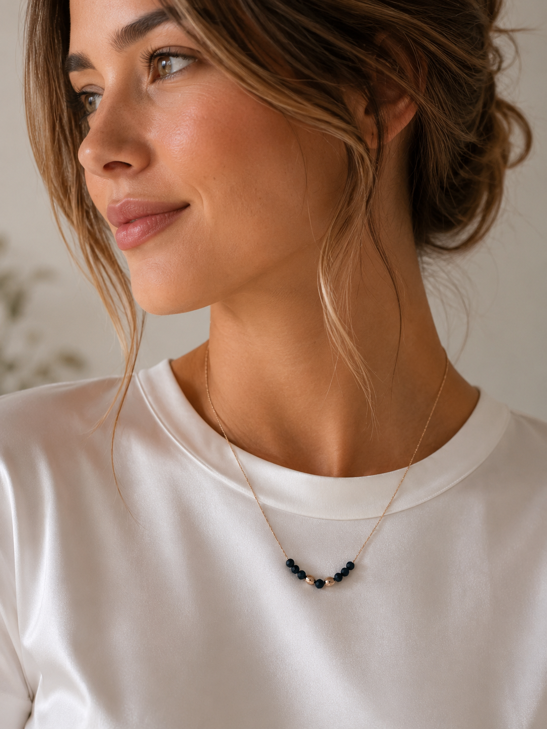 14k Gold Filled Dainty Silk Chain Necklace w/Gemstones + More Options