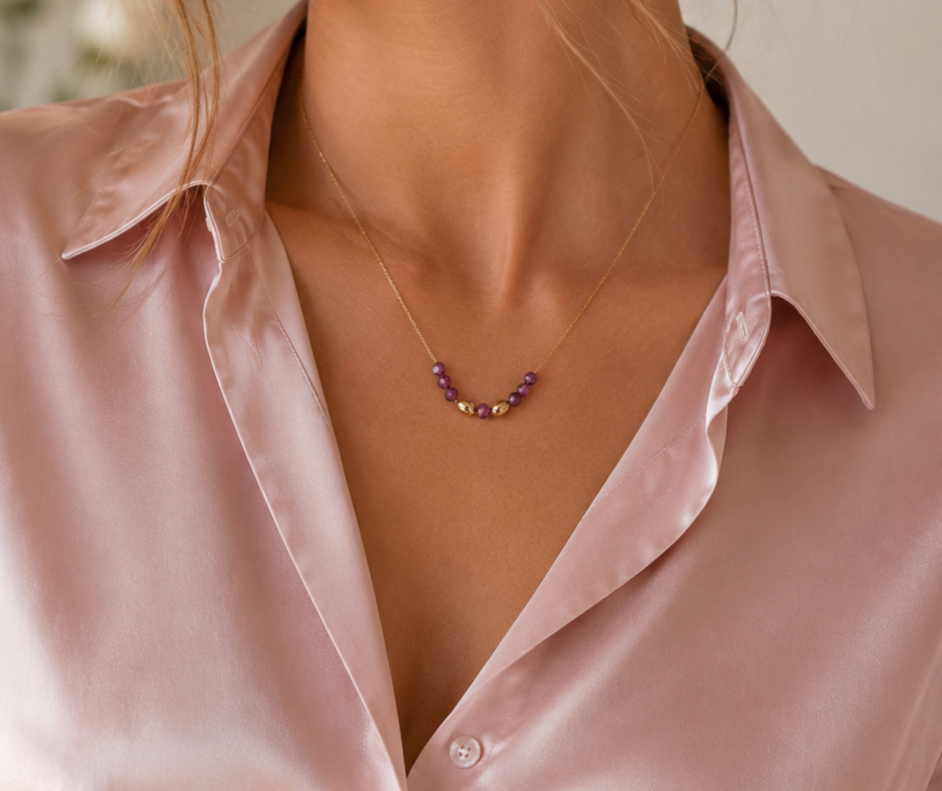 14k Gold Filled Dainty Silk Chain Necklace w/Gemstones + More Options