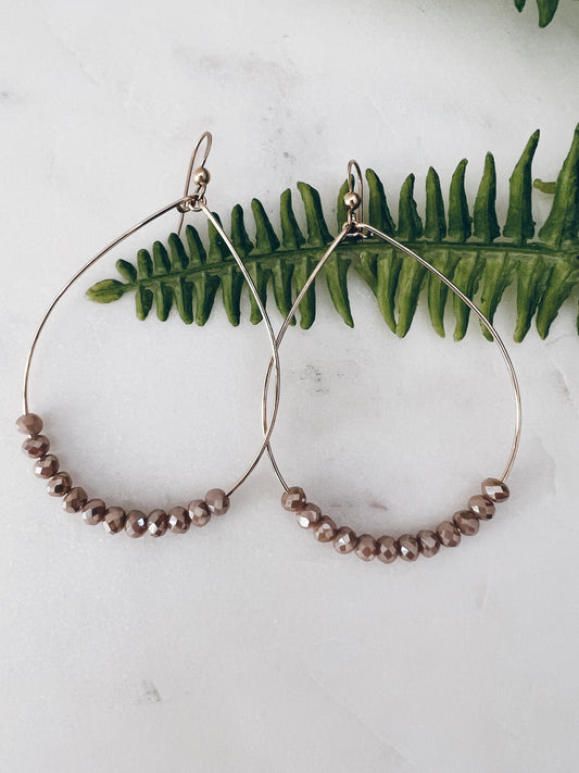 Champagne Crystal Gold Hoops
